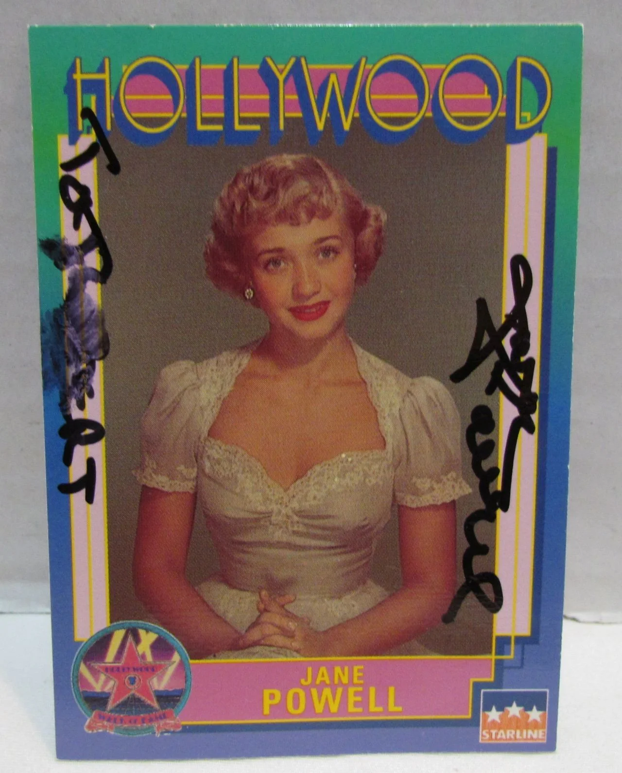 Jane Powell — Jane Powell Autographed Hollywood Trading Card + Photo with Facsimile Autograph, image 2