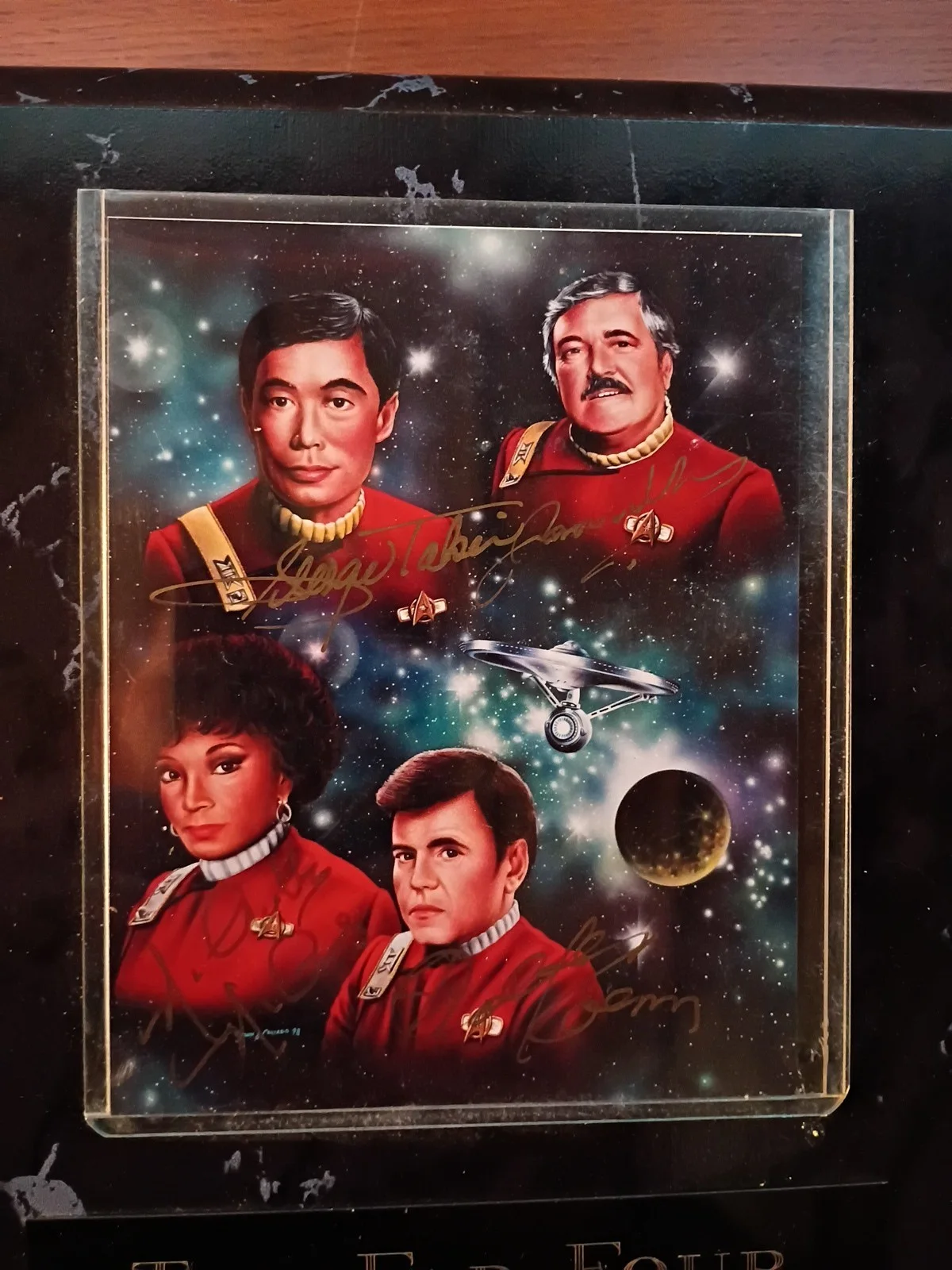 George Takei, James Doohan, Nichelle Nichols, Walter Koenig — 🔥 Star Trek "Fab Four" Plaque, Autographed - Doohan, Koenig, Takei, and Nichols, изображение 2