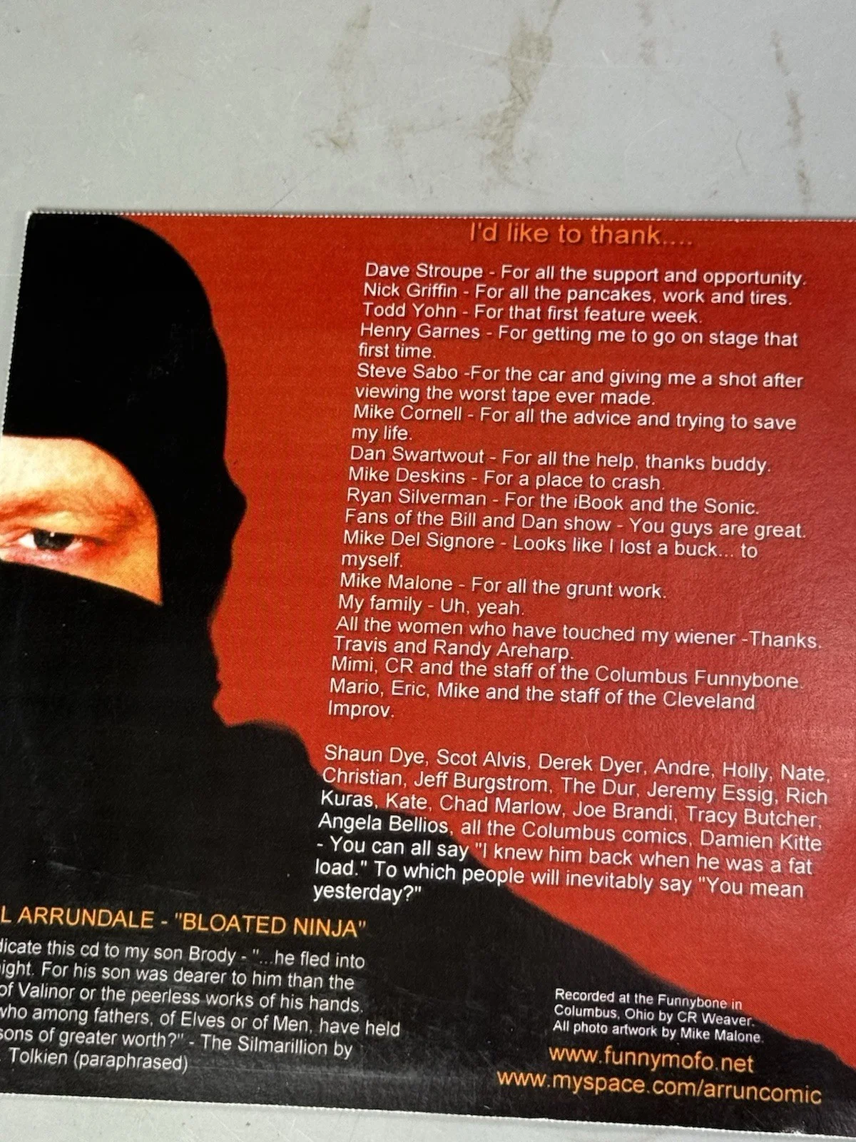 Bill Arrundale rare Signed Bloated Ninja Comedy CD with Bonus Nick Griffey O1033, изображение 3