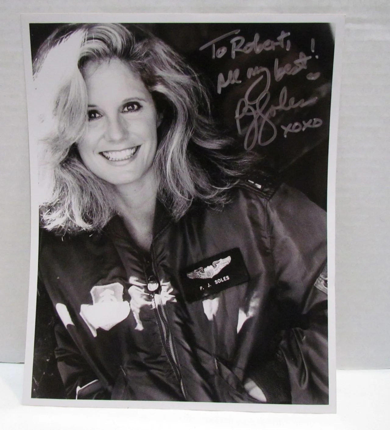 P.J. Soles — P.J. Soles in Flight Suit Autographed Picture, Stripes, Rock & Roll High School