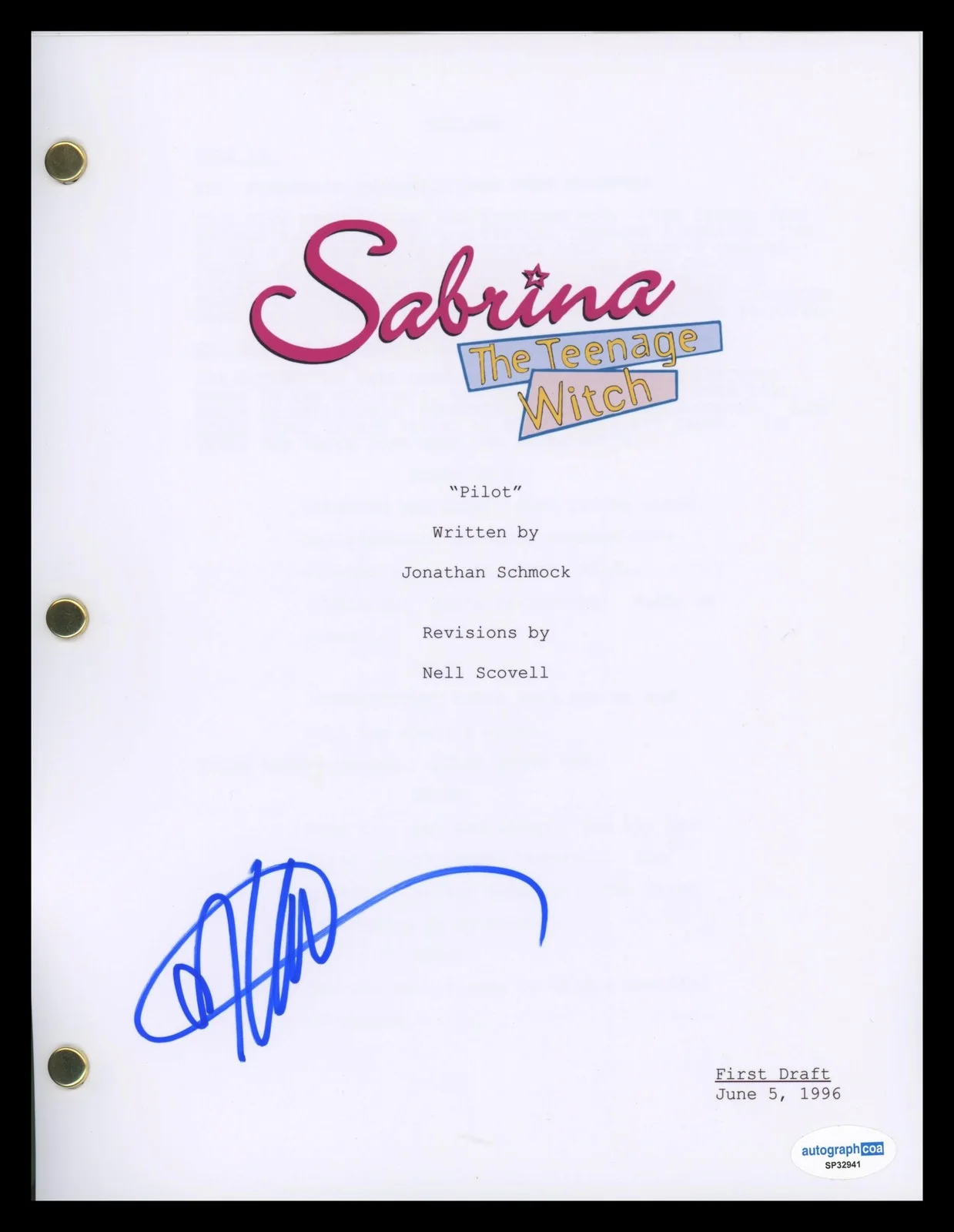 Melissa Joan Hart — Melissa Joan Hart "Sabrina the Teenage Witch" AUTOGRAPH Signed Pilot Script ACOA