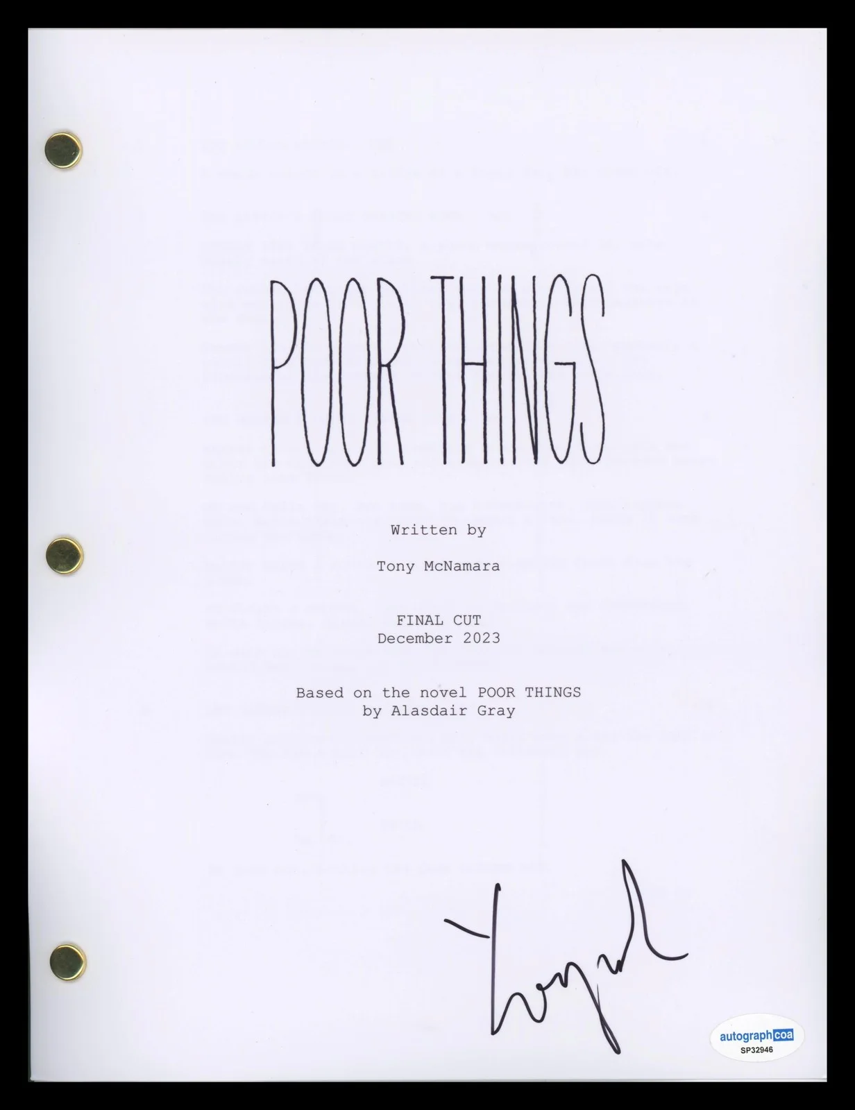 Yorgos Lanthimos — Yorgos Lanthimos "Poor Things" Director AUTOGRAPH Signed Script Screenplay ACOA