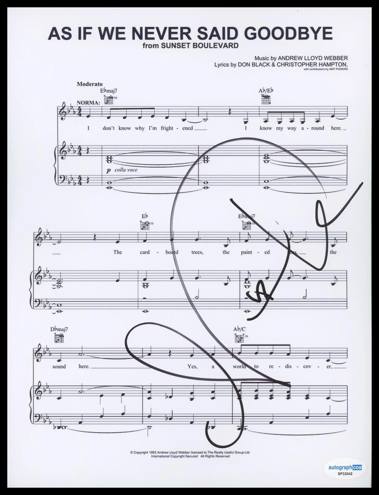 Nicole Scherzinger — Nicole Scherzinger "Sunset Blvd." SIGNED As If We Never Said Goodbye Sheet Music