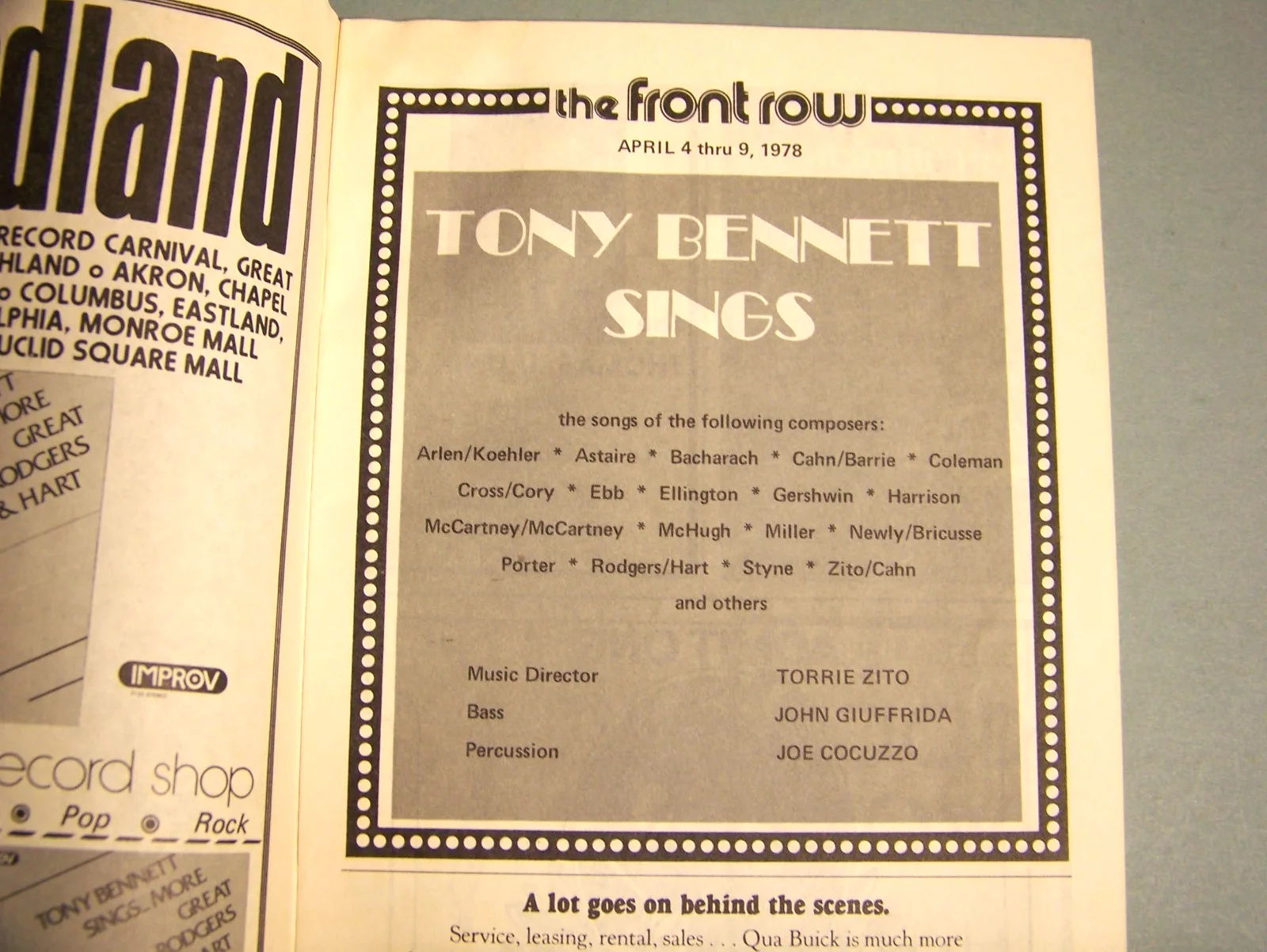 Tony Bennett — Tony Bennett, Front Row Theater Program, Signed by Tony, April 1978, Cleveland, image 5