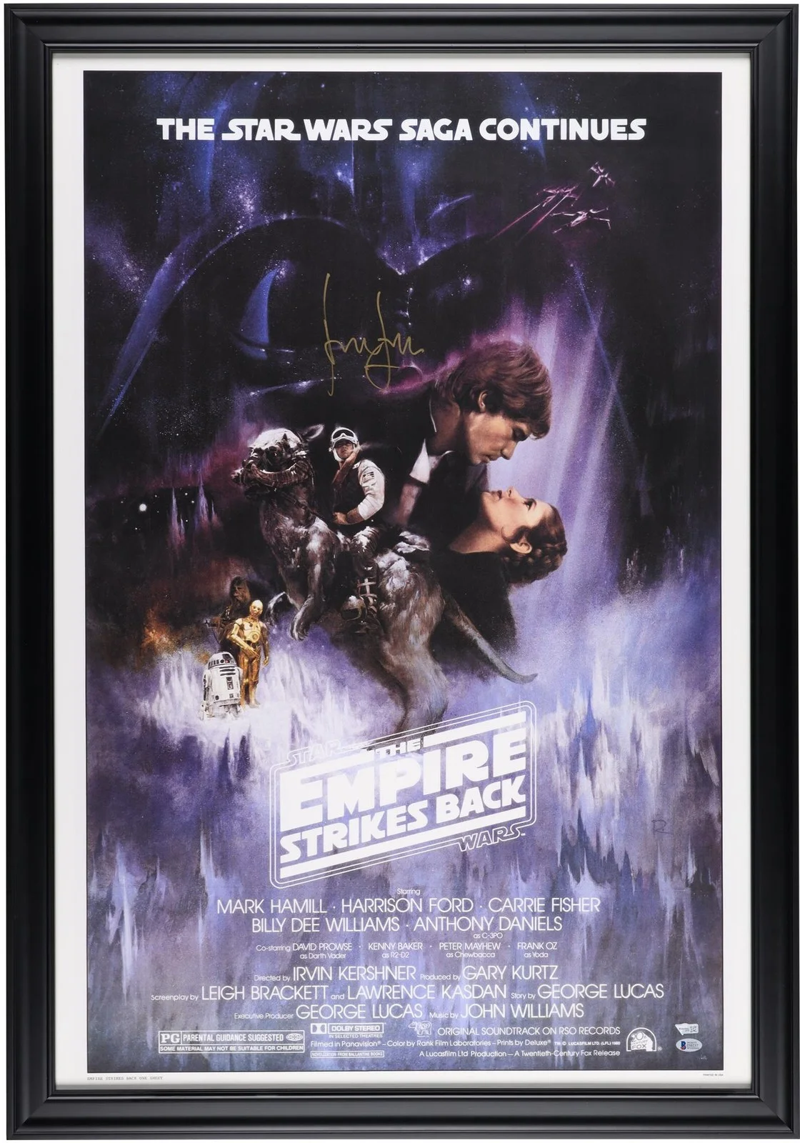 Harrison Ford — Harrison Ford Star Wars Framed Signed The Empire Strikes Back Movie Poster - BAS