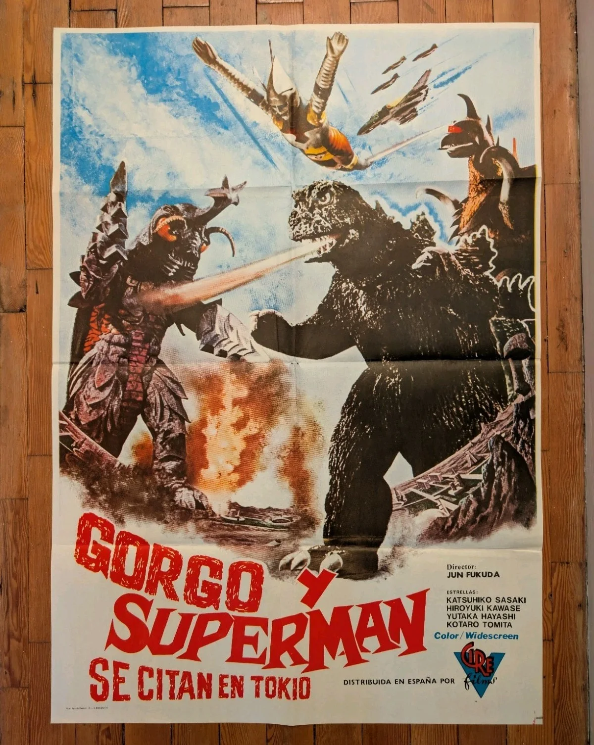 Vintage Godzilla Poster 1974 Movie Original Film Advertising Genuine Megalon, изображение 2