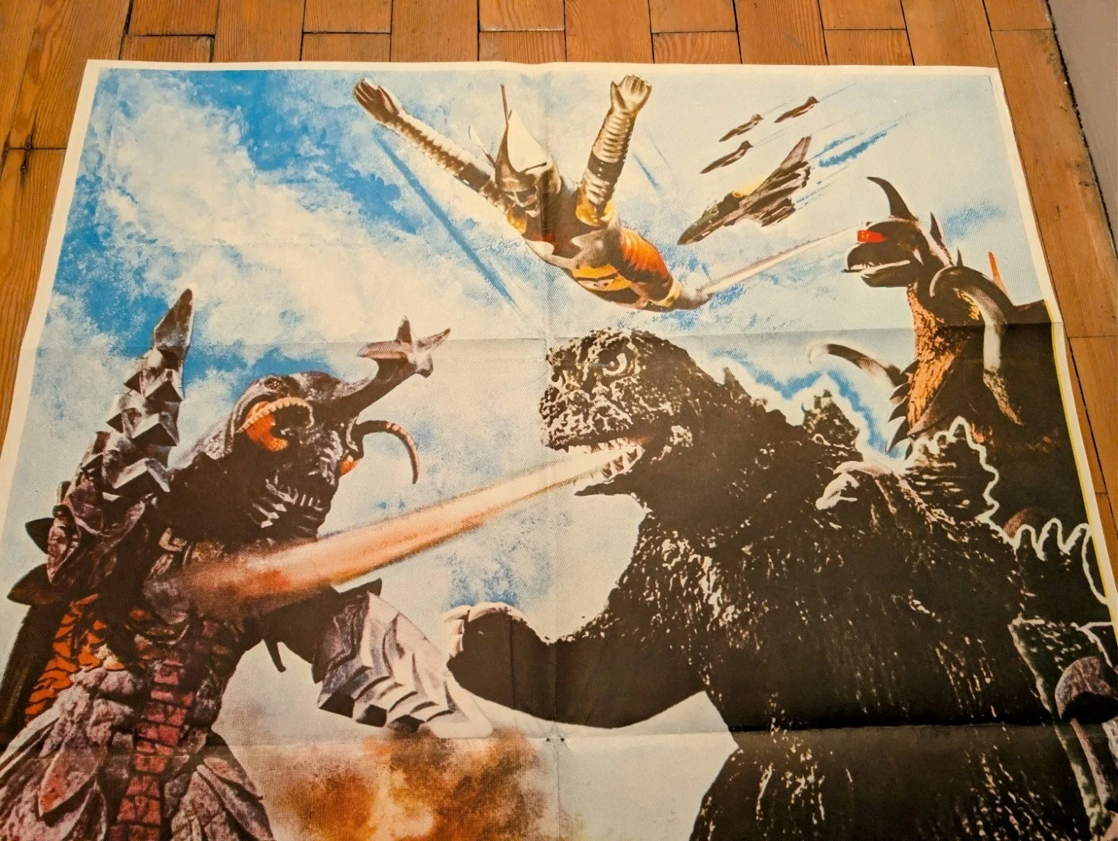 Vintage Godzilla Poster 1974 Movie Original Film Advertising Genuine Megalon, изображение 3