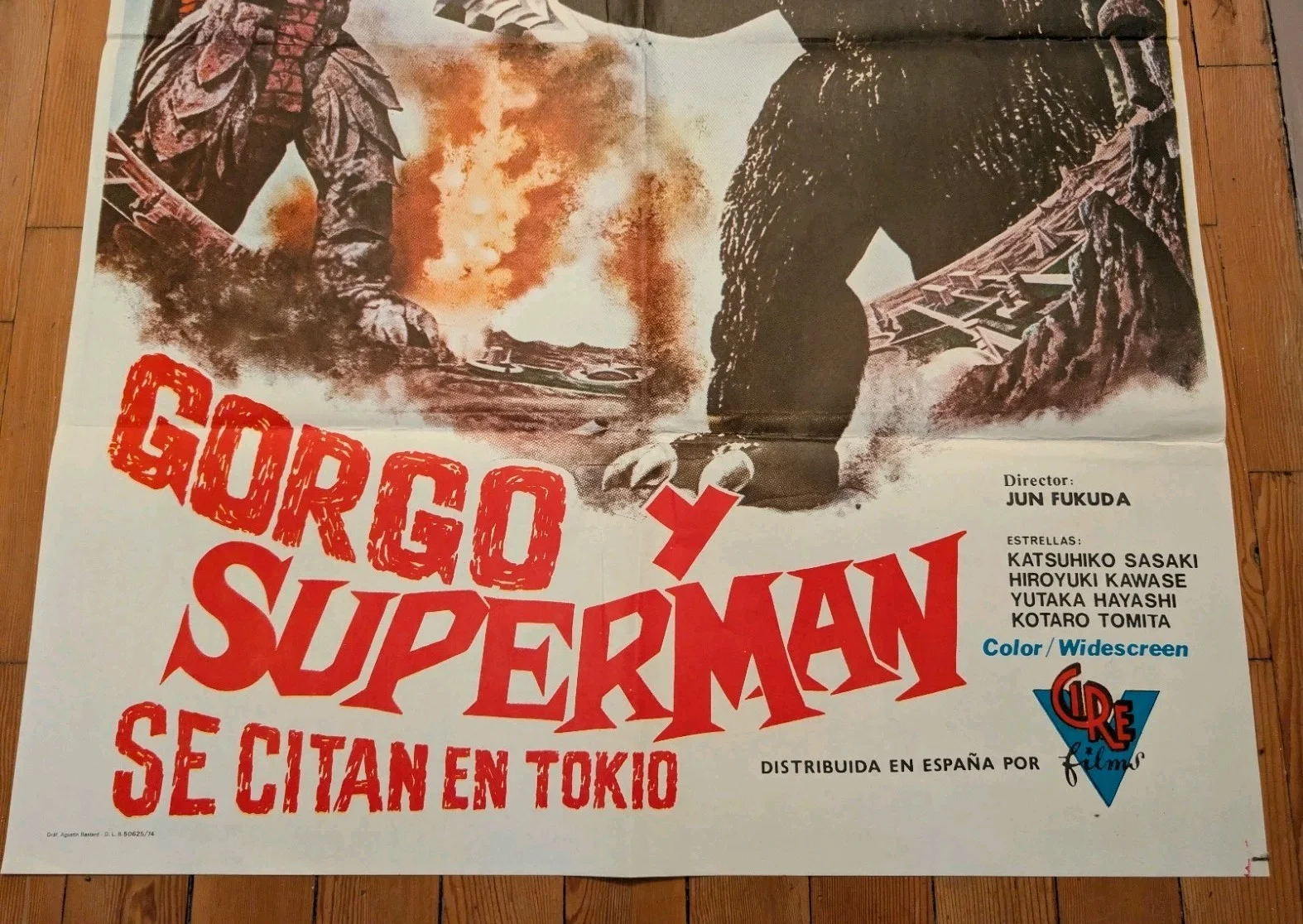 Vintage Godzilla Poster 1974 Movie Original Film Advertising Genuine Megalon, изображение 4
