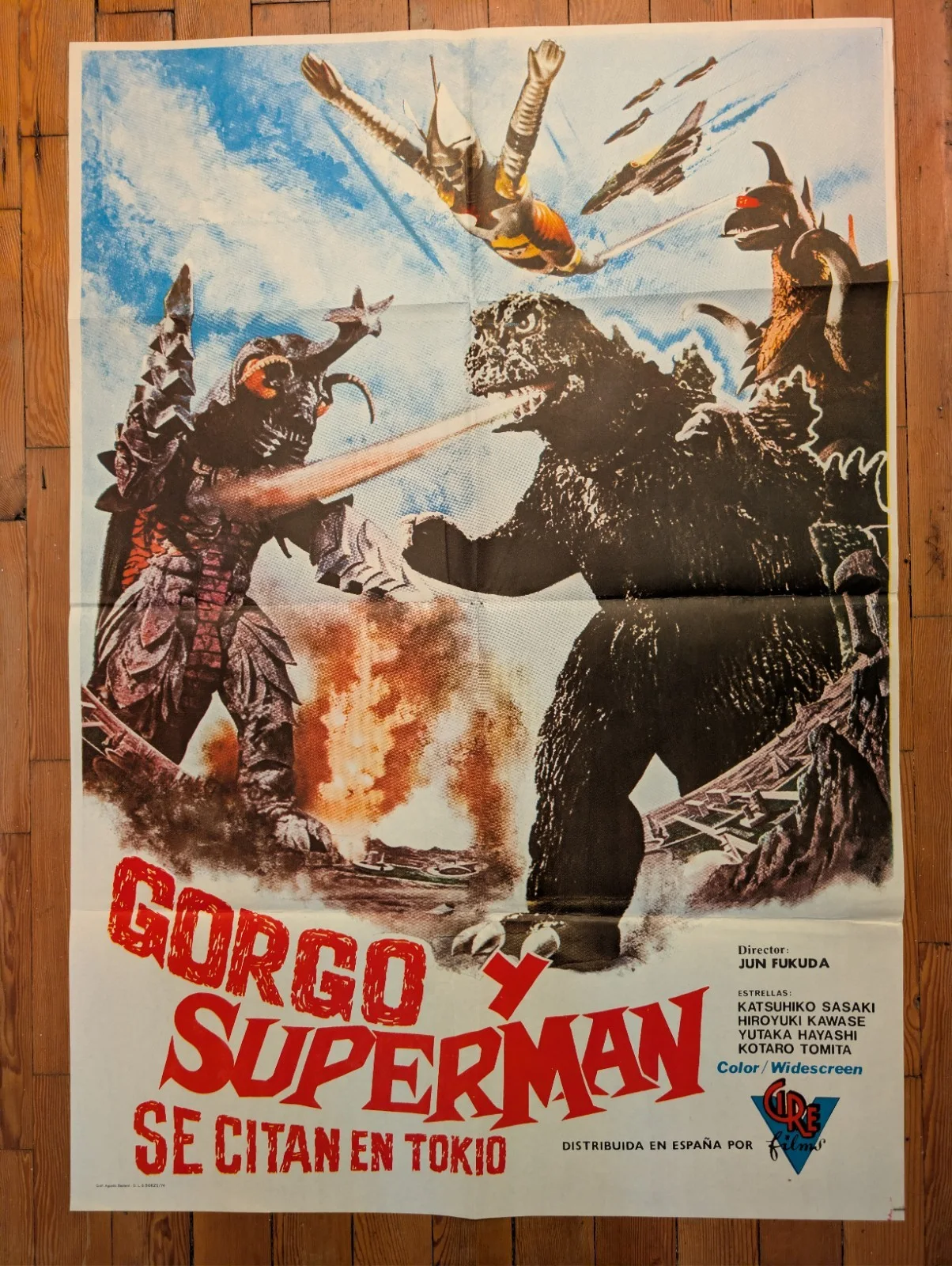Vintage Godzilla Poster 1974 Movie Original Film Advertising Genuine Megalon, изображение 5