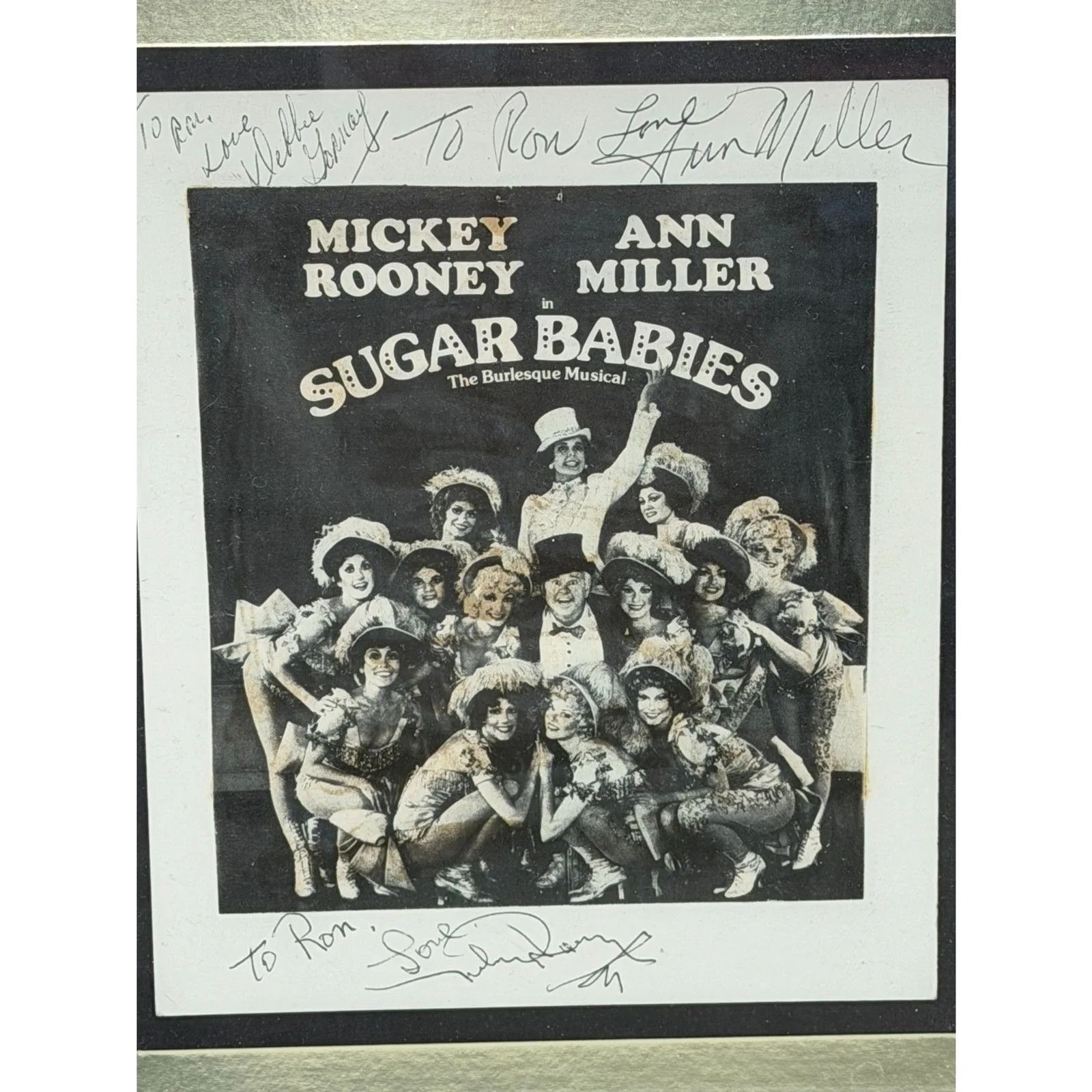 Sugar Babies Poster Signed Mickey Rooney, Ann Miller and Debbie Gornay w/ Frame, image 2