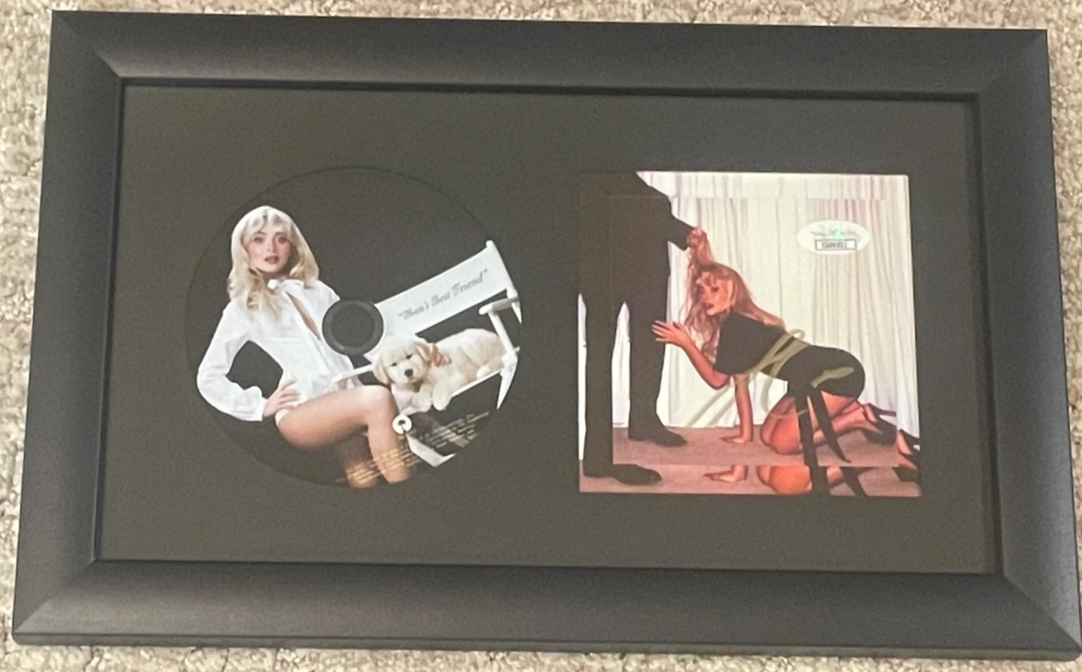SABRINA CARPENTER — SABRINA CARPENTER MANS BEST FRIEND SEXY CD RARE SIGNED AUTO 7x12 FRAMED JSA COA