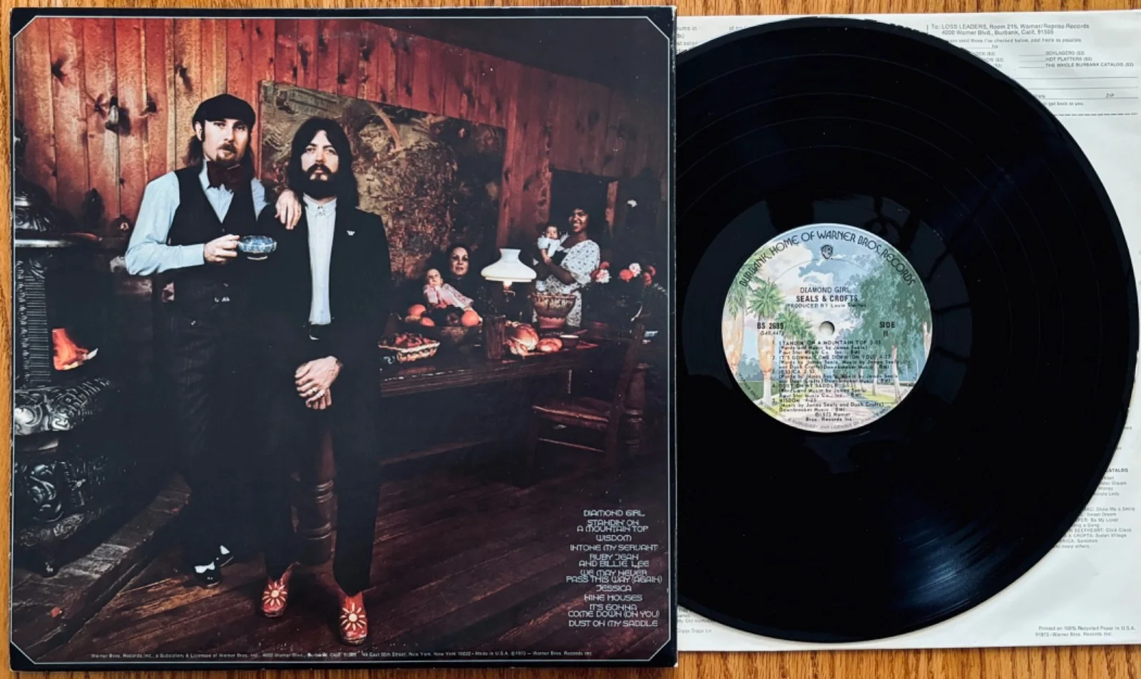 SEAL & CROFTS Signed DIAMOND GIRL Album~WARNER BROS. #BS 2699, изображение 2