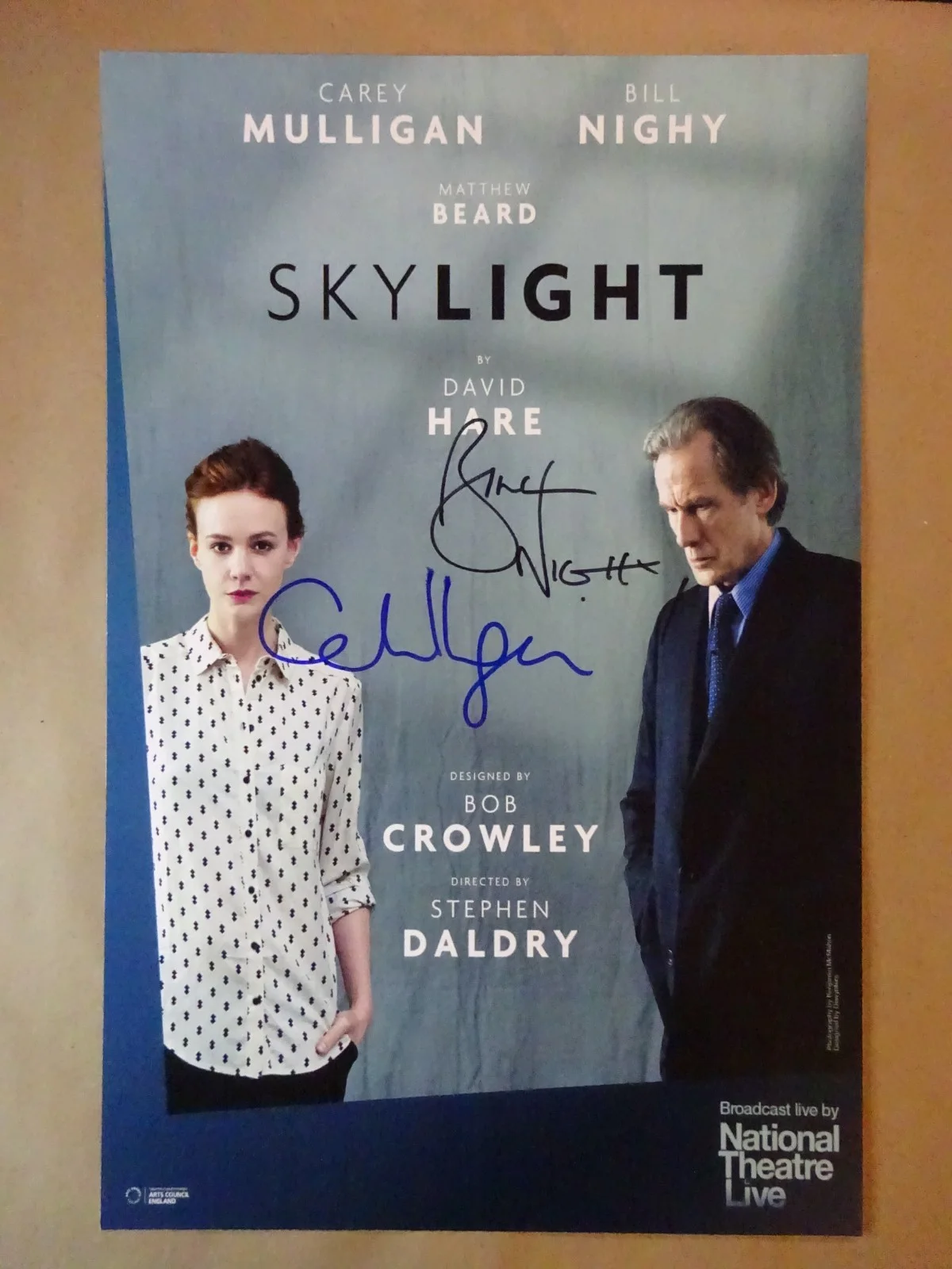 Carey Mulligan and Bill Nighy — Signed Carey Mulligan & BIll Nighy Autographed Skylight 11"x17" Photo