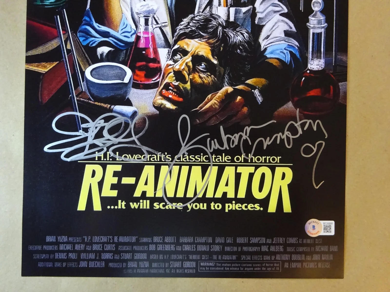 Jeffrey Combs, Barbara Crampton — Signed Jeffrey Combs & Barbara Crampton Re-Animator 11"x17" Photo BAS COA, изображение 3