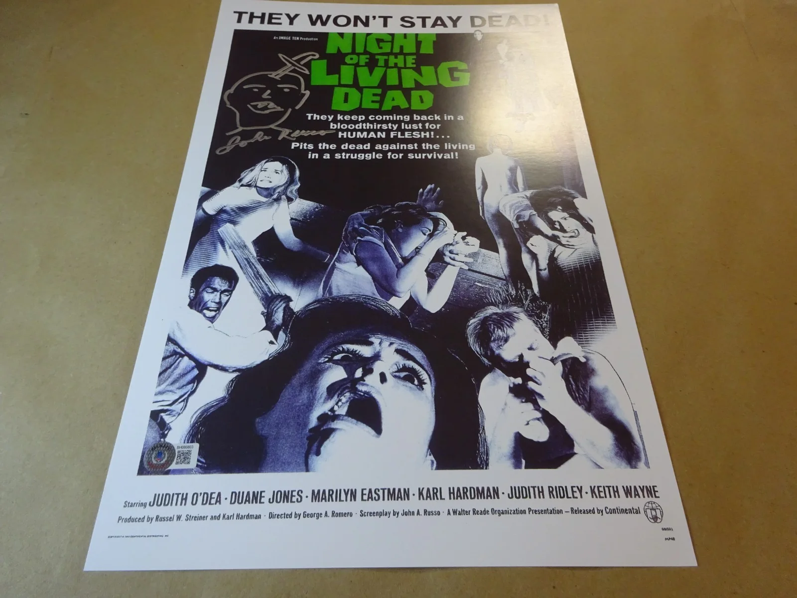 John Russo — Signed & Sketch John Russo Night Of The Living Dead 11"x17" Photo Beckett COA, изображение 2