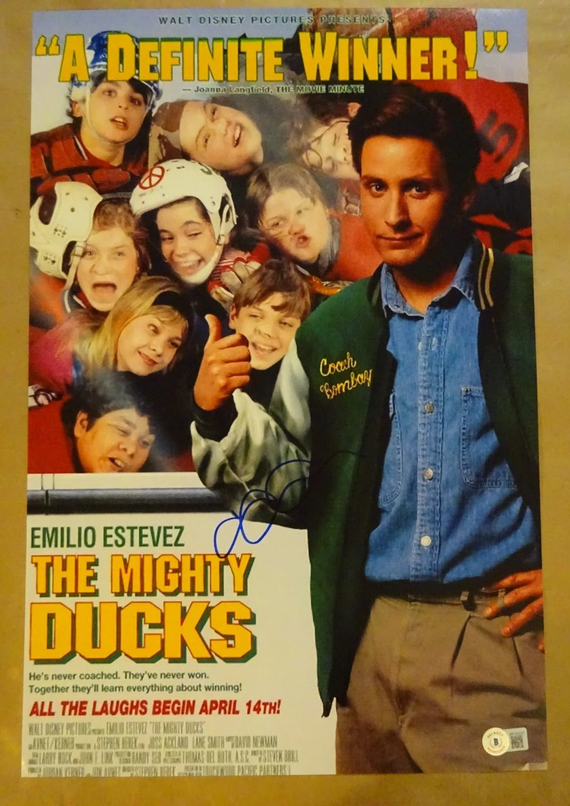 Elden Henson — Autographed Elden Henson Signed The Mighty Ducks 12"X18" Photo Beckett BAS COA