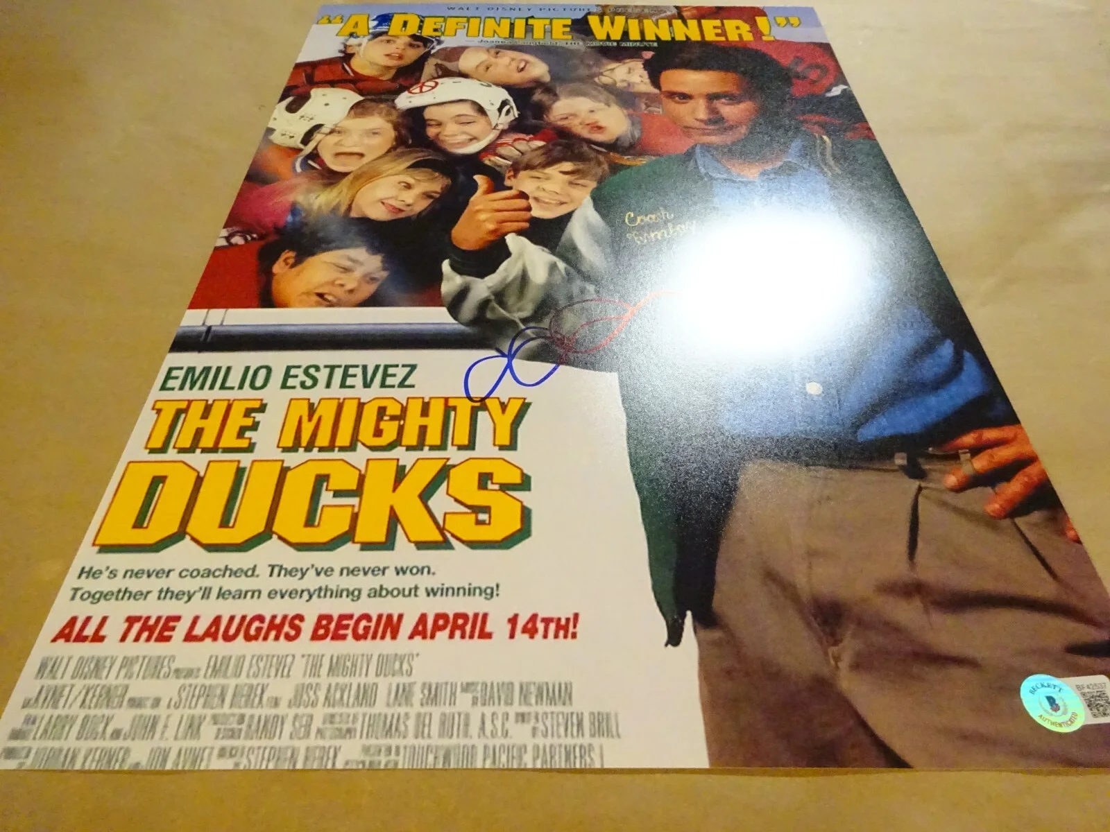 Elden Henson — Autographed Elden Henson Signed The Mighty Ducks 12"X18" Photo Beckett BAS COA, image 2
