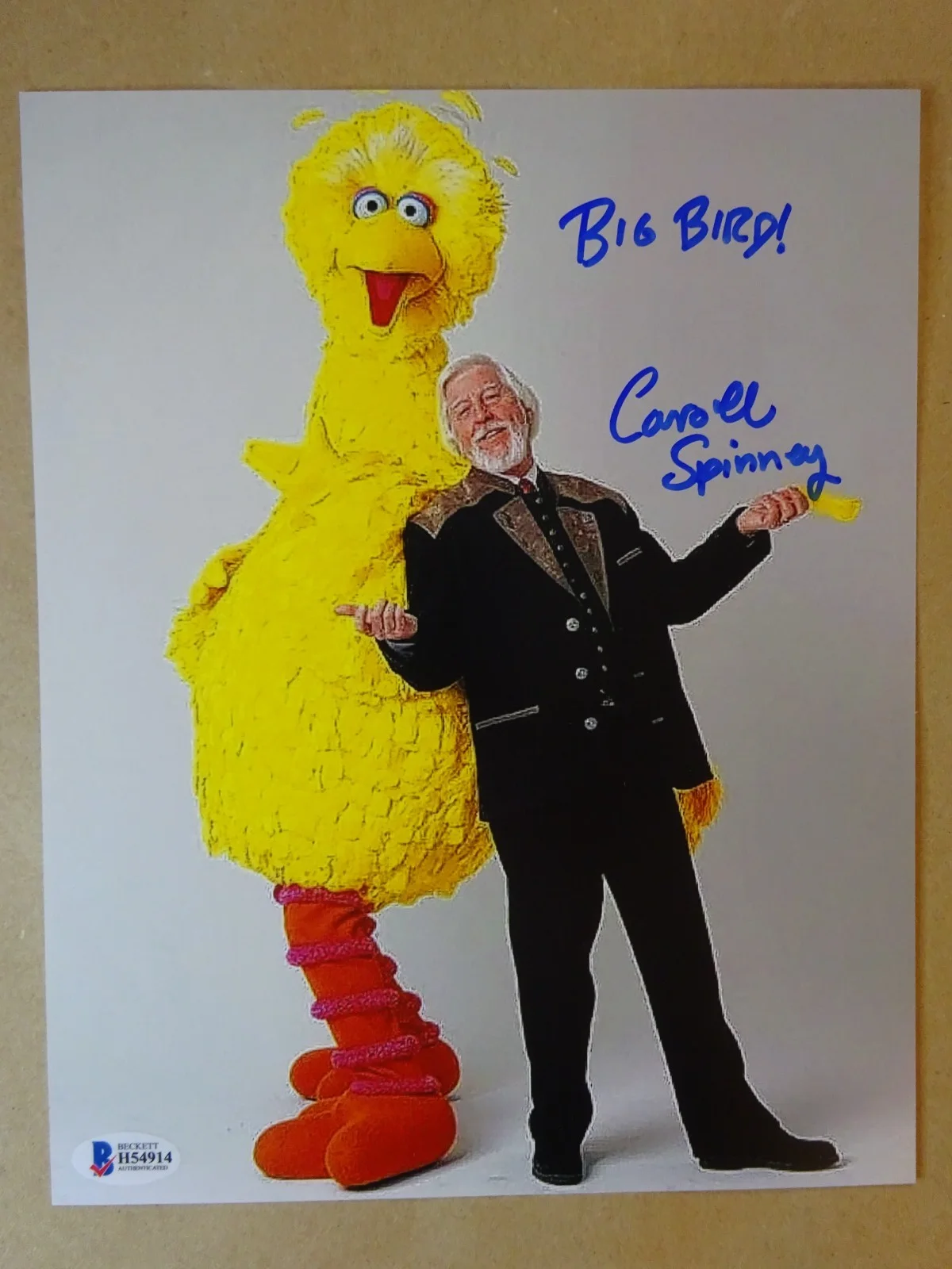 Caroll Spinney — Signed Caroll Spinney Autographed 8"x10" Photo Big Bird Sesame Street BAS COA