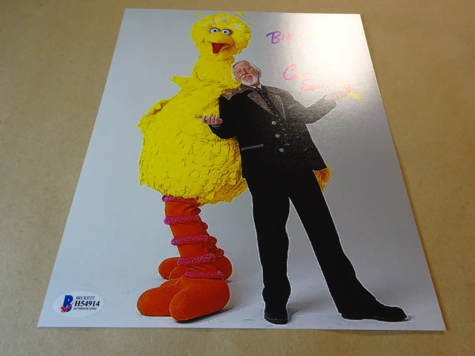 Caroll Spinney — Signed Caroll Spinney Autographed 8"x10" Photo Big Bird Sesame Street BAS COA, изображение 2