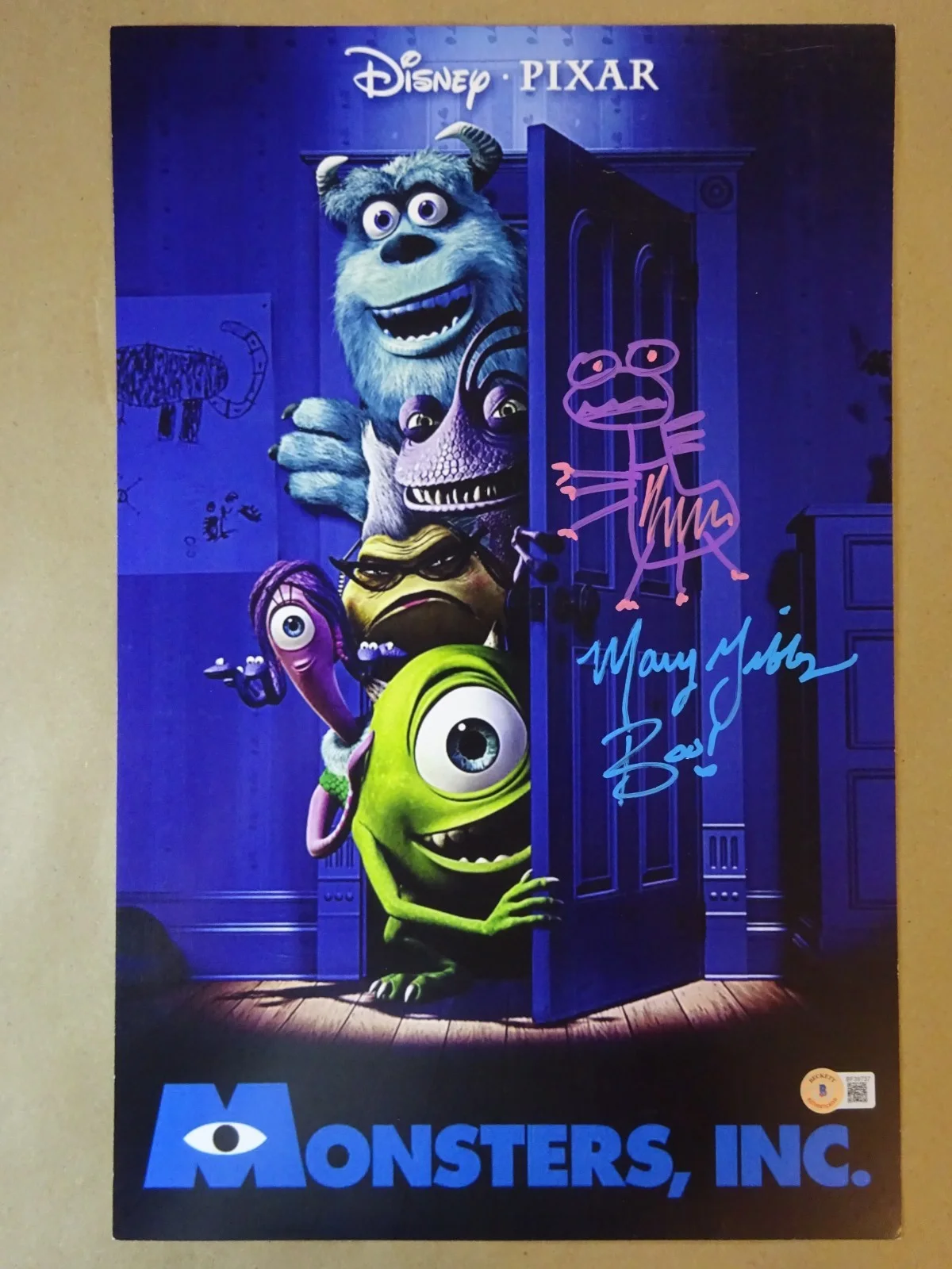 Mary Gibbs — Signed Mary Gibbs Autographed & Sketch 11"x17" Monsters Inc Photo Beckett COA