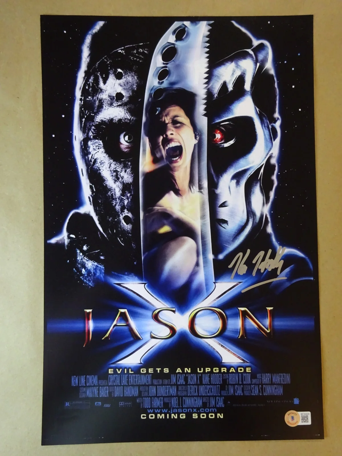 Kane Hodder — Signed Kane Hodder Autographed Jason X 11"x17" Photo Beckett BAS COA