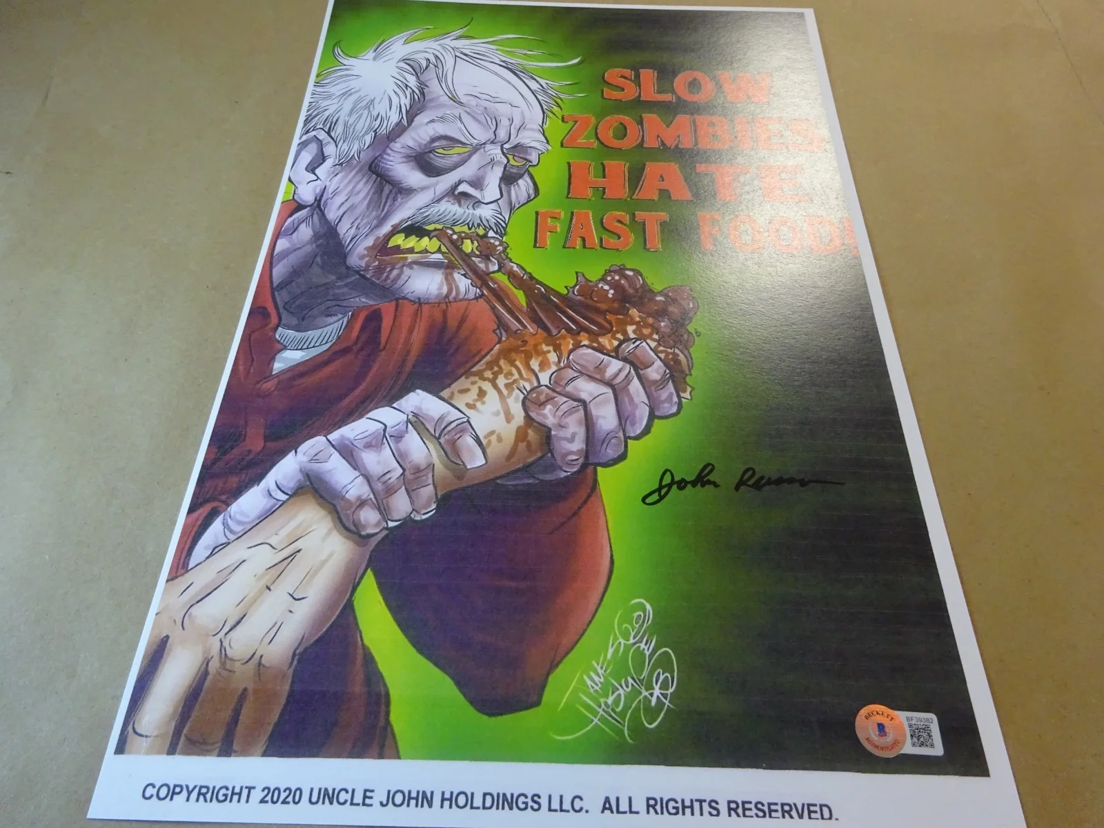 John Russo — Signed John Russo Autographed Zombies Hate Fast Food 11"x17" Photo Beckett COA, image 2