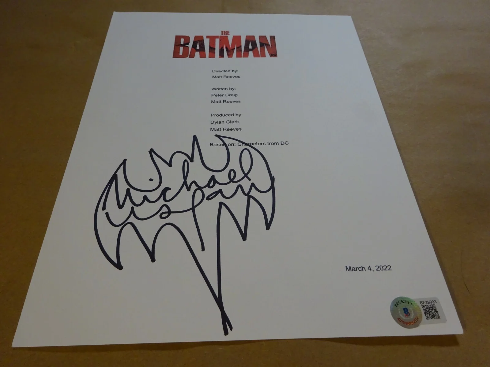 Michael Uslan — Autographed Michael Uslan Signed The Batman Script Cover Beckett BAS COA, image 2