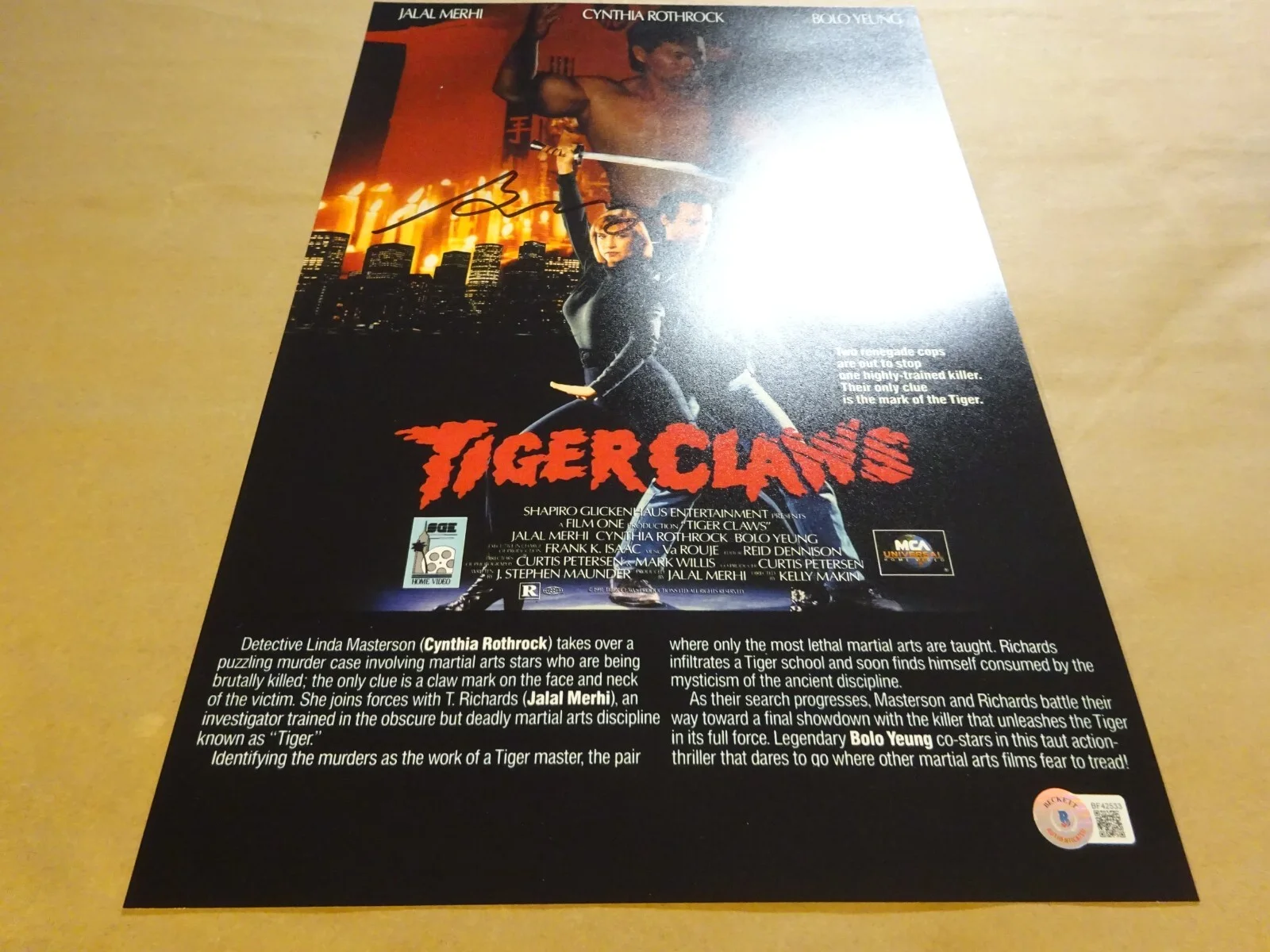 Bolo Yeung — Signed Bolo Yeung Autographed Tiger Claws 11"x17" Photo Beckett BAS COA, image 2