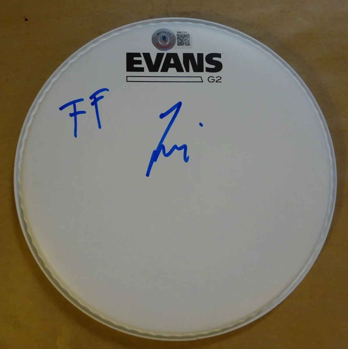 Autographed Taylor Hawkins Signed 8" Drum Head Foo Fighters Beckett BAS COA, image 2