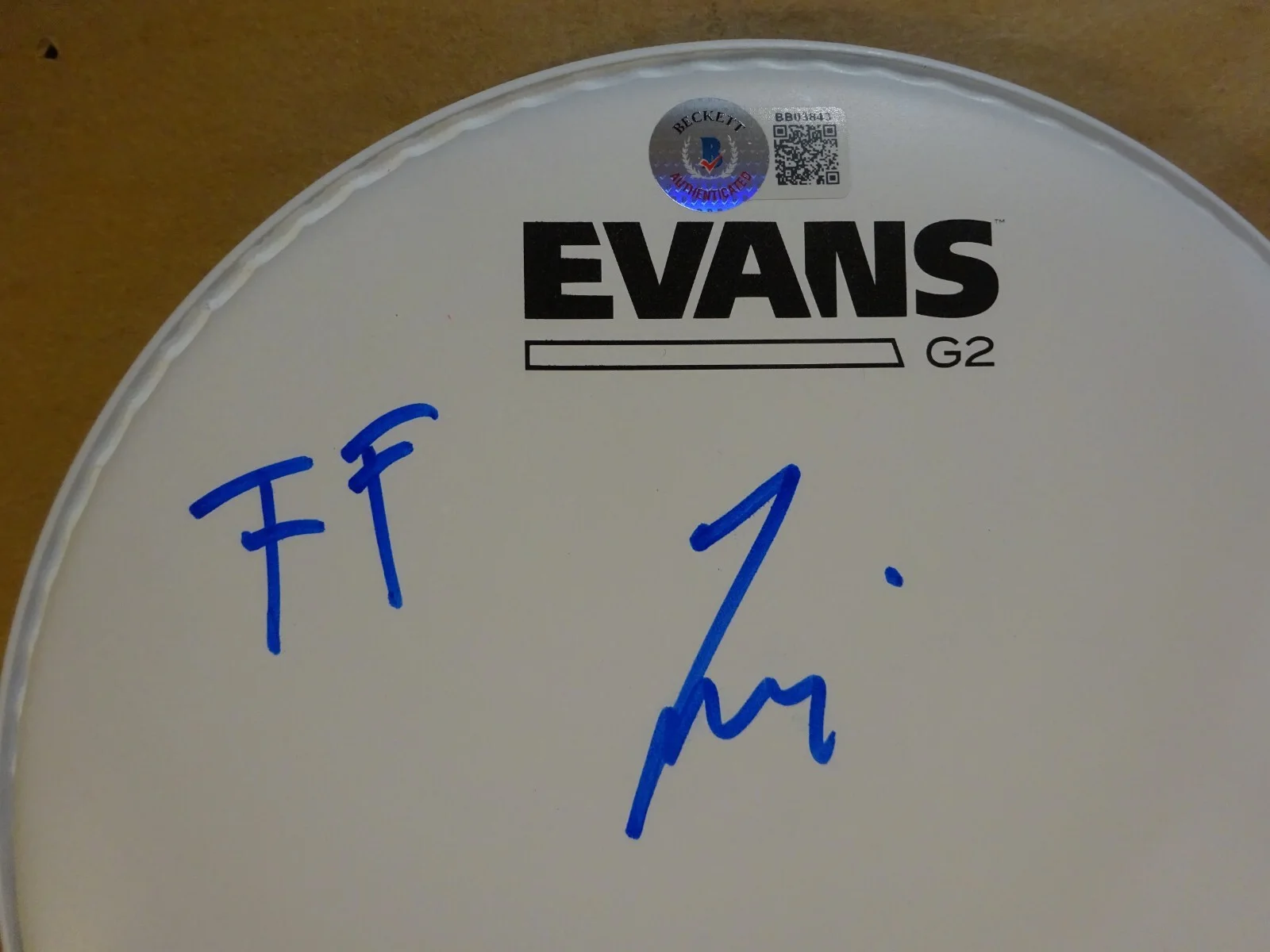 Autographed Taylor Hawkins Signed 8" Drum Head Foo Fighters Beckett BAS COA, image 4