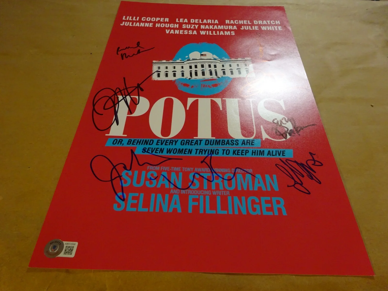 Autographed POTUS 11"x17" Photo Signed By 7 - Broadway Cast Beckett BAS LOA COA, изображение 3