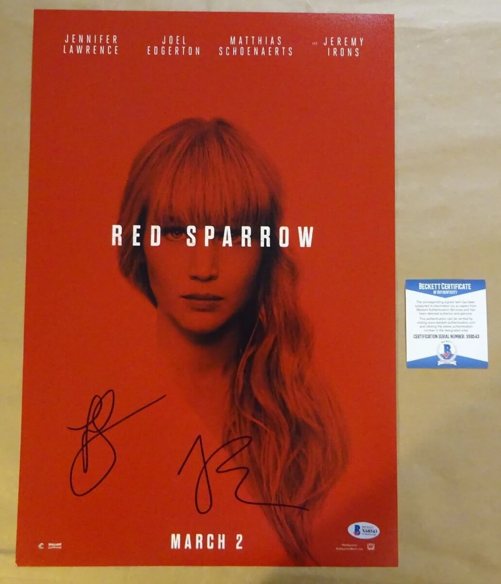 Joel Edgerton & Francis Lawrence — Red Sparrow 12"X18" Photo Signed By Joel Edgerton & Francis Lawrence BAS COA