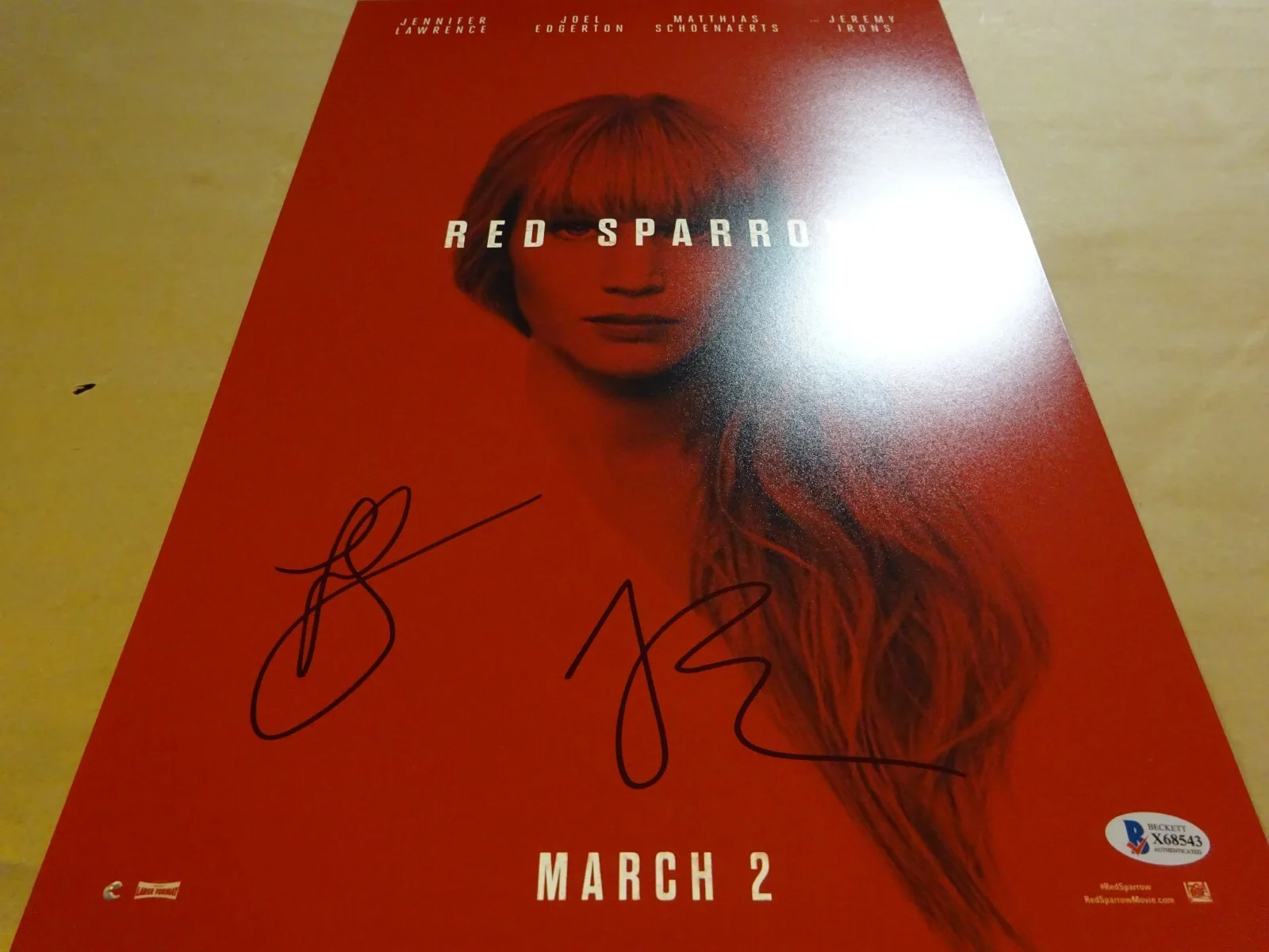 Joel Edgerton, Francis Lawrence — Red Sparrow 12"X18" Photo Signed By Joel Edgerton & Francis Lawrence BAS COA, изображение 3