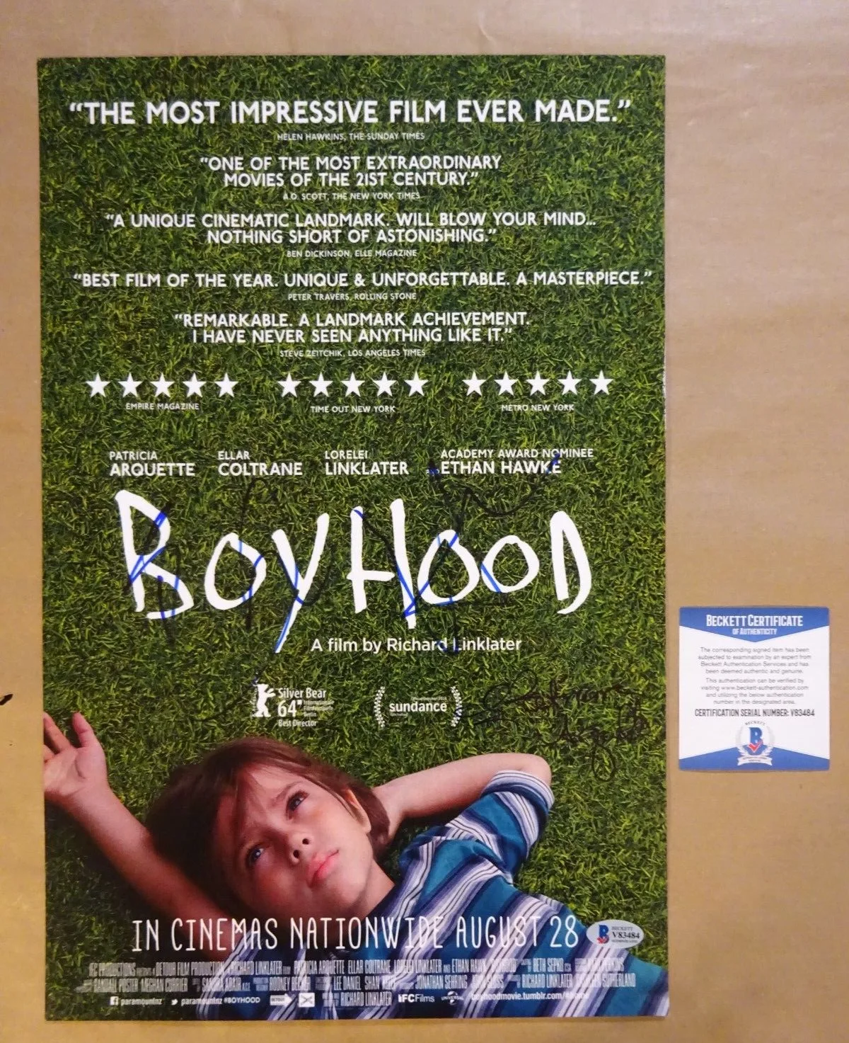 Ethan Hawke and Patricia Arquette — Boyhood 11"X17" Photo Signed By Ethan Hawke & Patricia Arquette Beckett BAS COA
