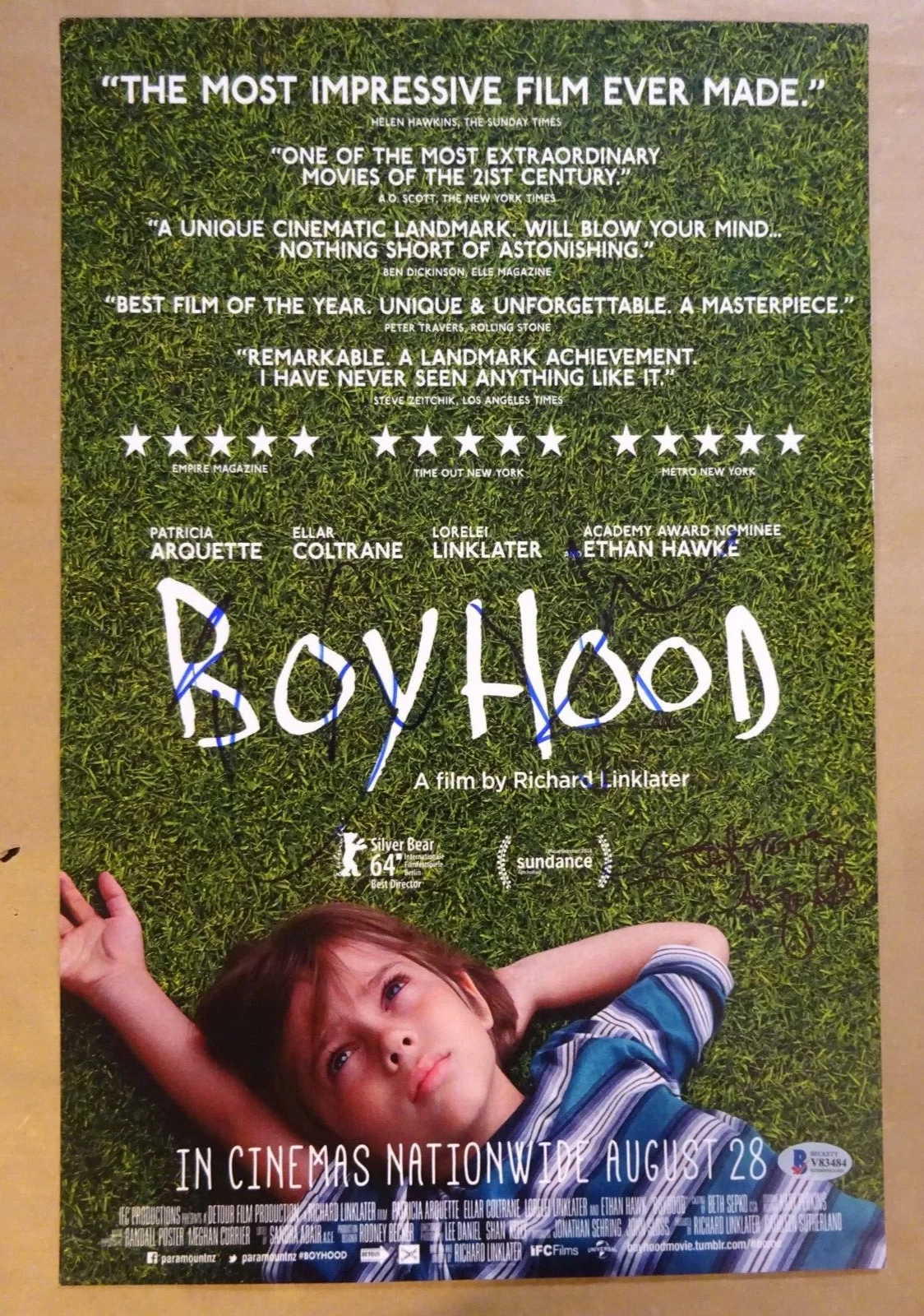 Ethan Hawke, Patricia Arquette — Boyhood 11"X17" Photo Signed By Ethan Hawke & Patricia Arquette Beckett BAS COA, изображение 2