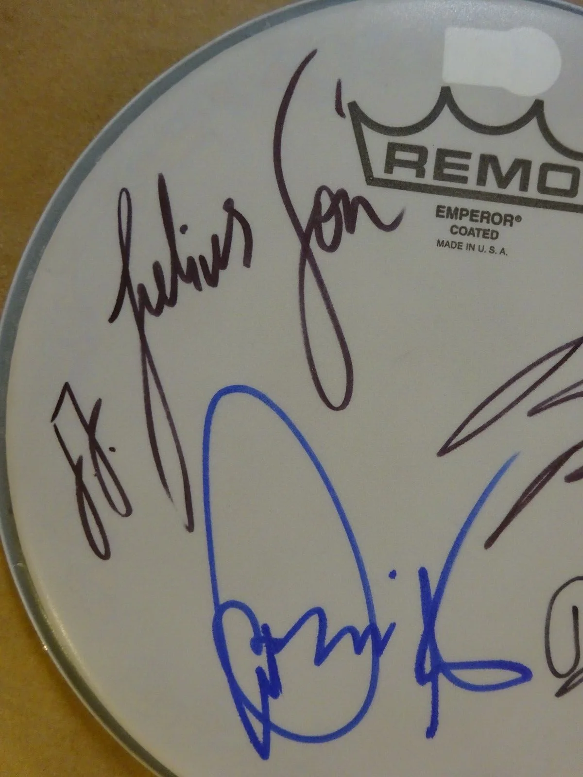 Autographed Kaleo 8" Drumhead Signed By 4 Beckett COA LOA BAS Complete, image 4