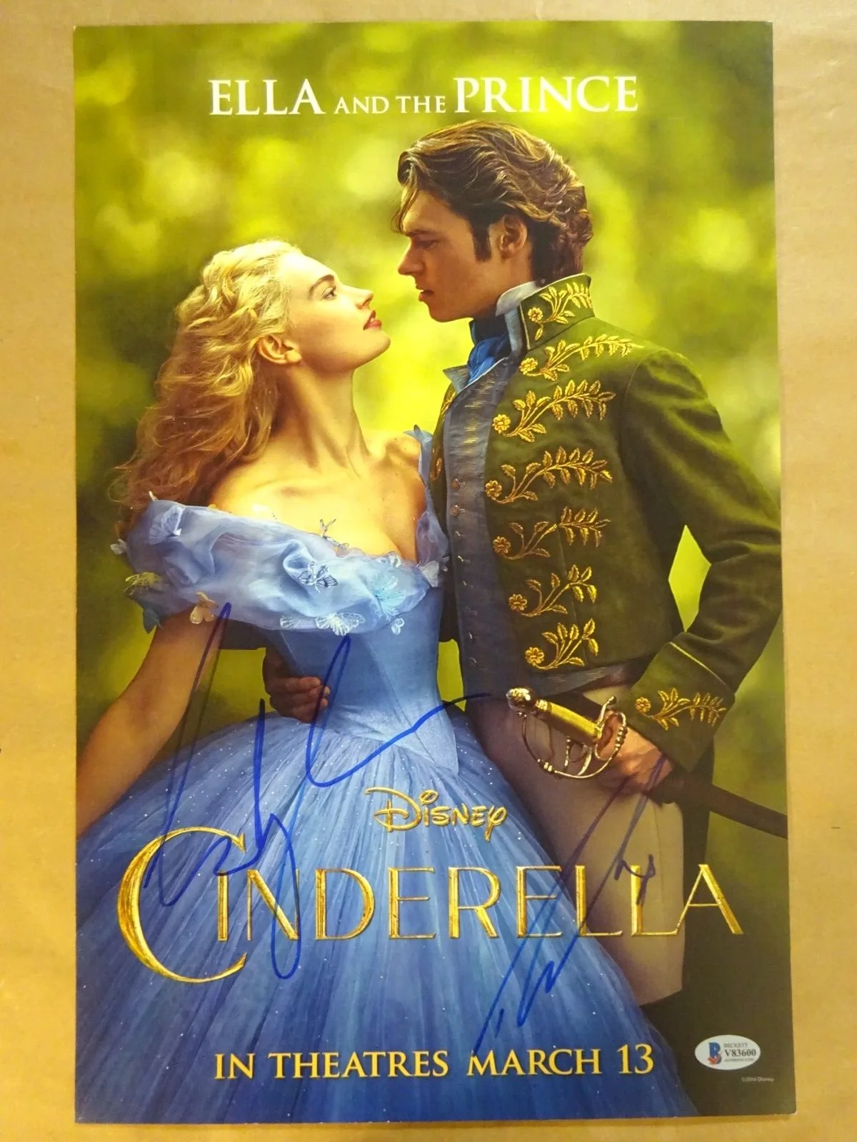 Lily James, Richard Madden — Cinderella 11"X17" Photo Signed By Lily James & Richard Madden Beckett BAS COA, image 2