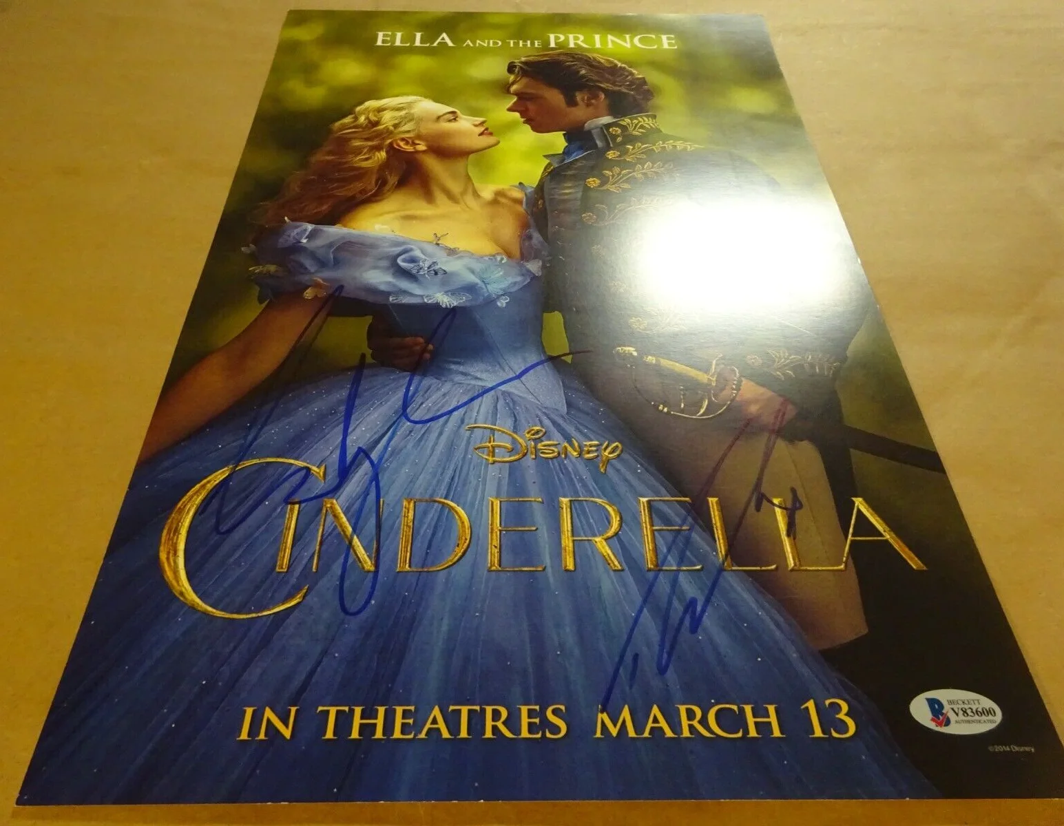 Lily James, Richard Madden — Cinderella 11"X17" Photo Signed By Lily James & Richard Madden Beckett BAS COA, image 3