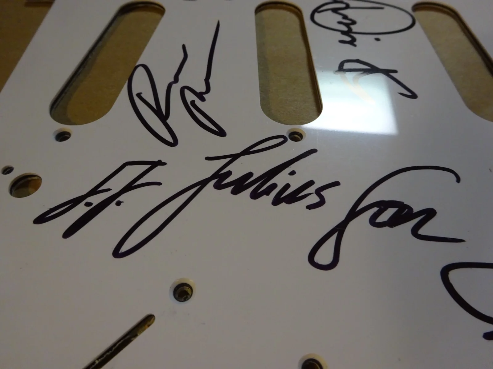 Autographed KALEO Pick Guard Signed By 4 BECKETT BAS LOA COA JJ Jokull Juliusson, image 5