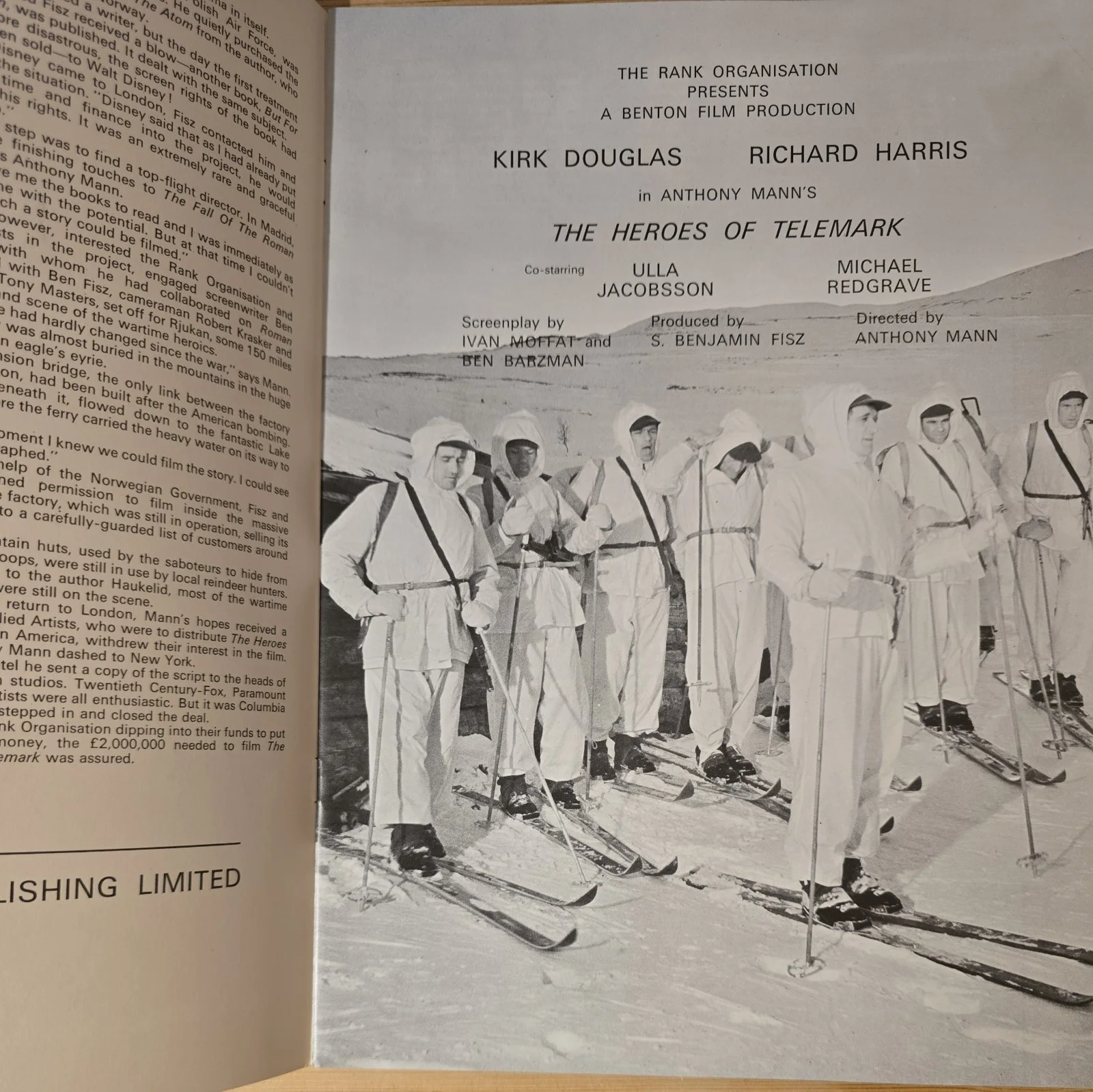 The Heroes of Telemark original souvenir programme 1965 Kirk Douglas, image 2