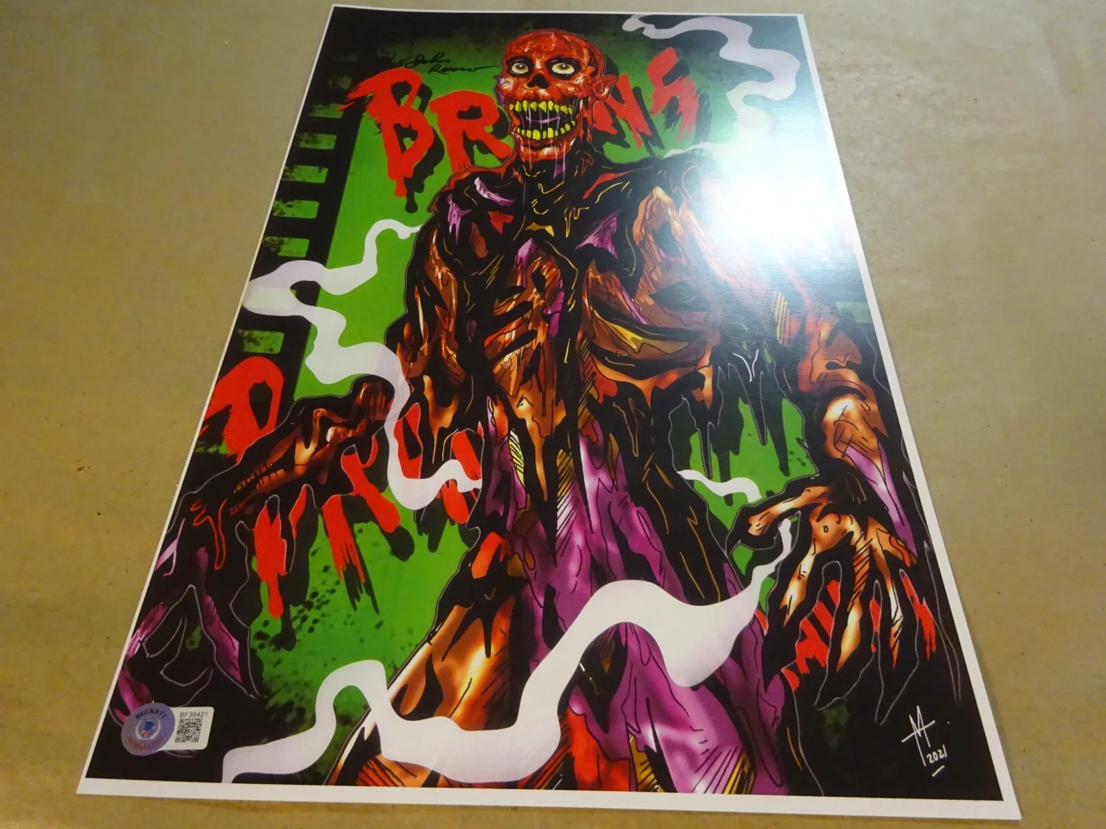John Russo — Signed JOHN RUSSO Autographed BRAINS NOTLD ZOMBIE 11"x17" Photo BAS COA, image 2