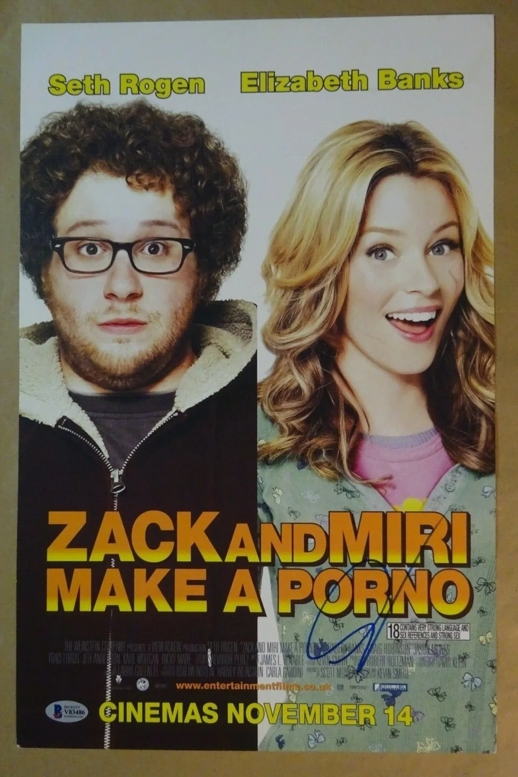 Seth Rogen — Signed SETH ROGEN Autographed Zack And Miri Make a Porno 11x17 BECKETT BAS COA, изображение 2