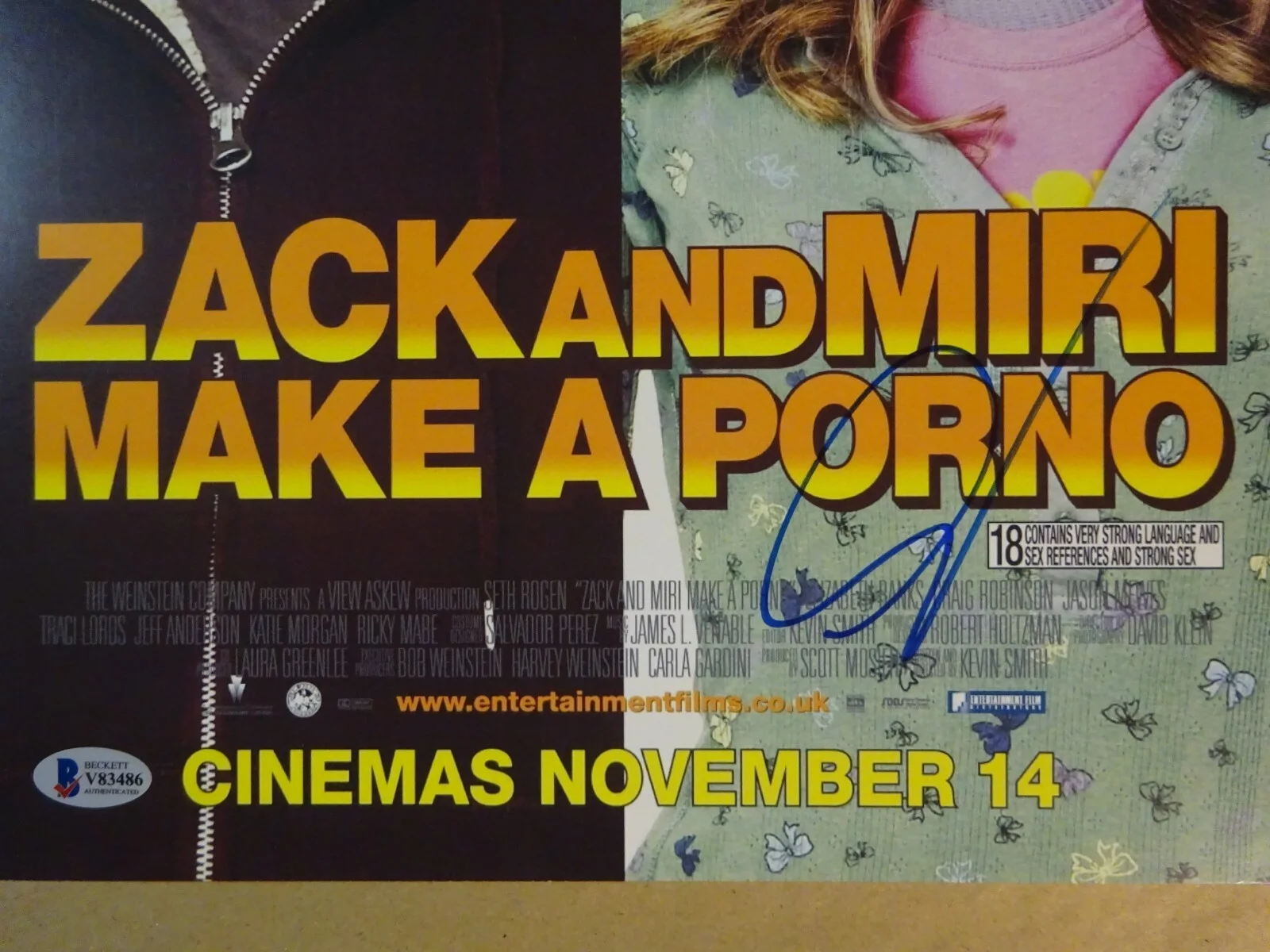 Seth Rogen — Signed SETH ROGEN Autographed Zack And Miri Make a Porno 11x17 BECKETT BAS COA, изображение 3