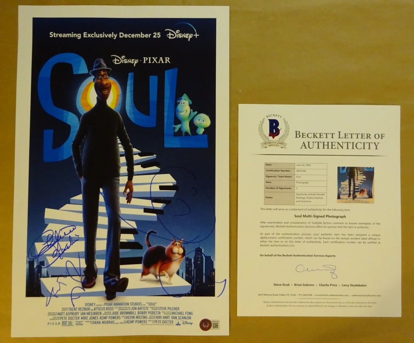 Donnell Rawlings, Phylicia Rashad, Questlove — Signed Disney Soul 11x17 Photo Autographed by 3 Beckett COA LOA Questlove ++