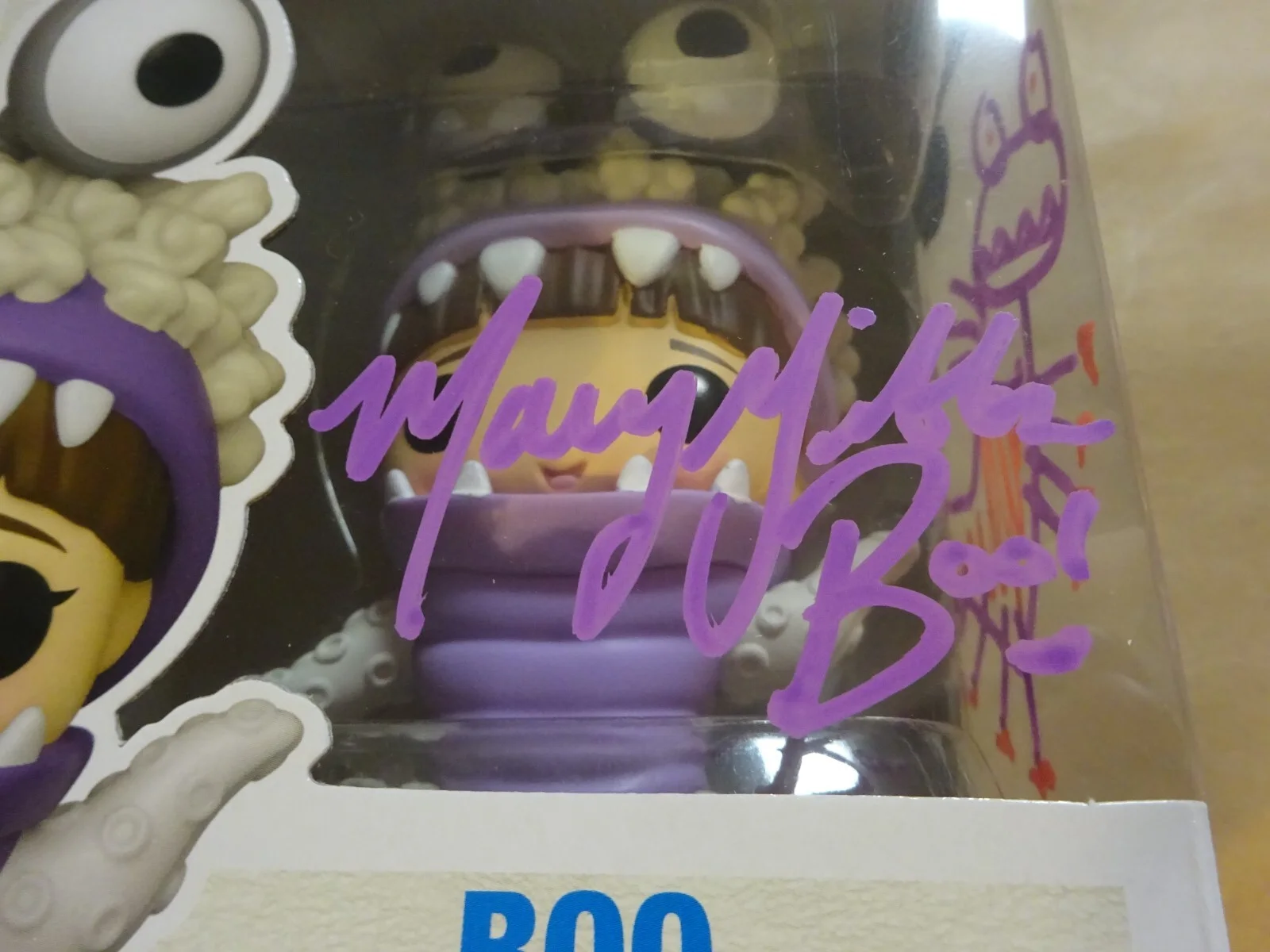 Mary Gibbs — Autographed Mary Gibbs Signed & Sketch Boo Monsters Inc #1153 Funko Pop BAS COA, image 2