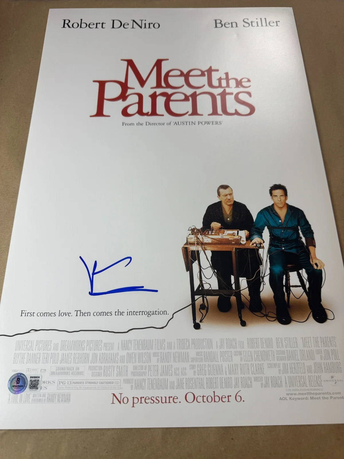Ben Stiller — Signed Ben Stiller Autographed Meet The Parents 12”x18” Photo Beckett BAS COA, image 2