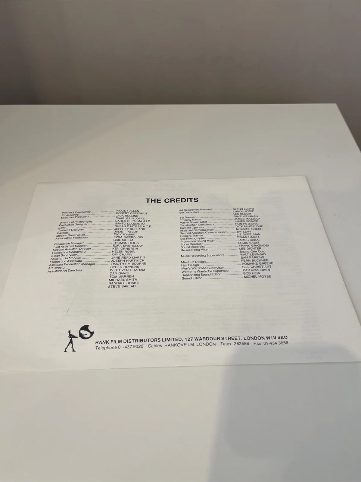 Woody Allen Radio Days Press Release Rare, image 4