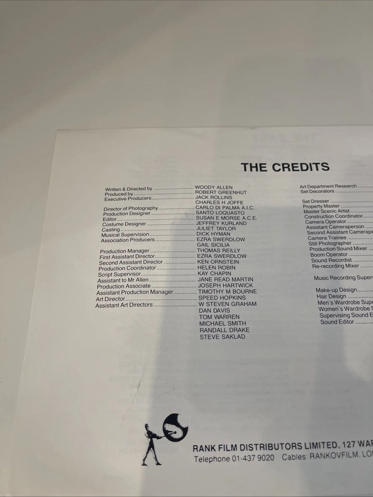 Woody Allen Radio Days Press Release Rare, image 5
