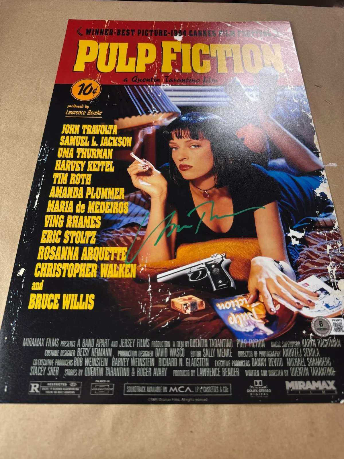 Uma Thurman — Signed Uma Thurman Autographed Pulp Fiction 11”x17” Photo Beckett BAS COA, image 2