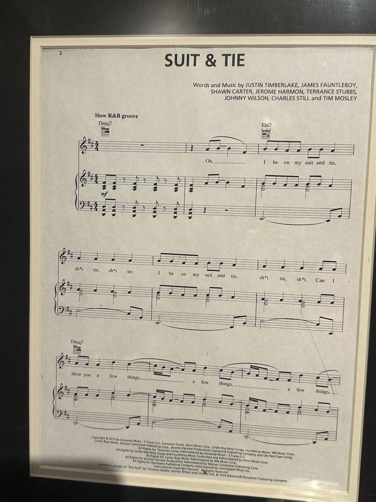 JAY-Z & JUSTIN TIMBERLAKE SIGNATURES "SUIT & TIE’" SHEET MUSIC Matt & Frame COA, изображение 5
